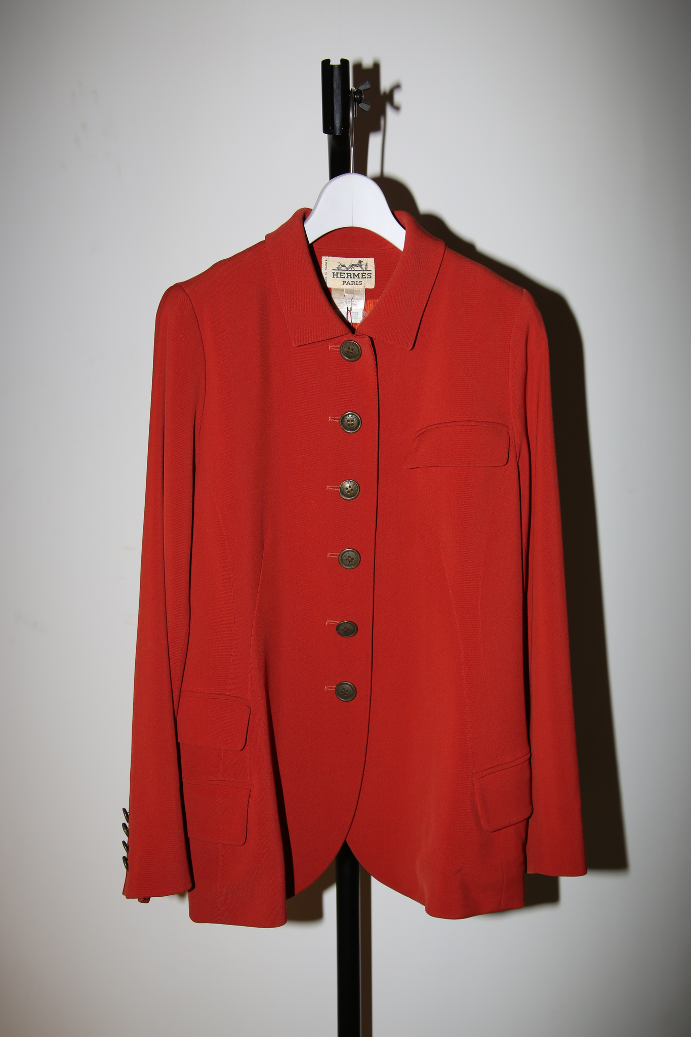 1980 HERMES / WOOL GABADINE TAILORED JACKET IN VERMILION – fernweh