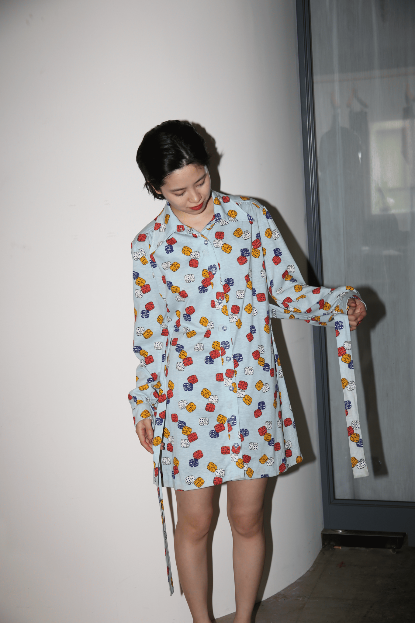 1970 VINTAGE / MINI SHIRT DRESS IN PRINTED JERSEY
