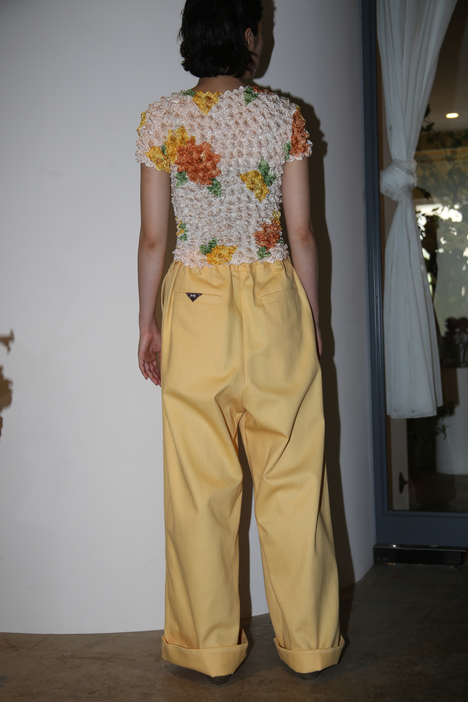 MERYLL ROGGE / DRAW STRING CHINO IN YELLOW DYED COTTON TWILL