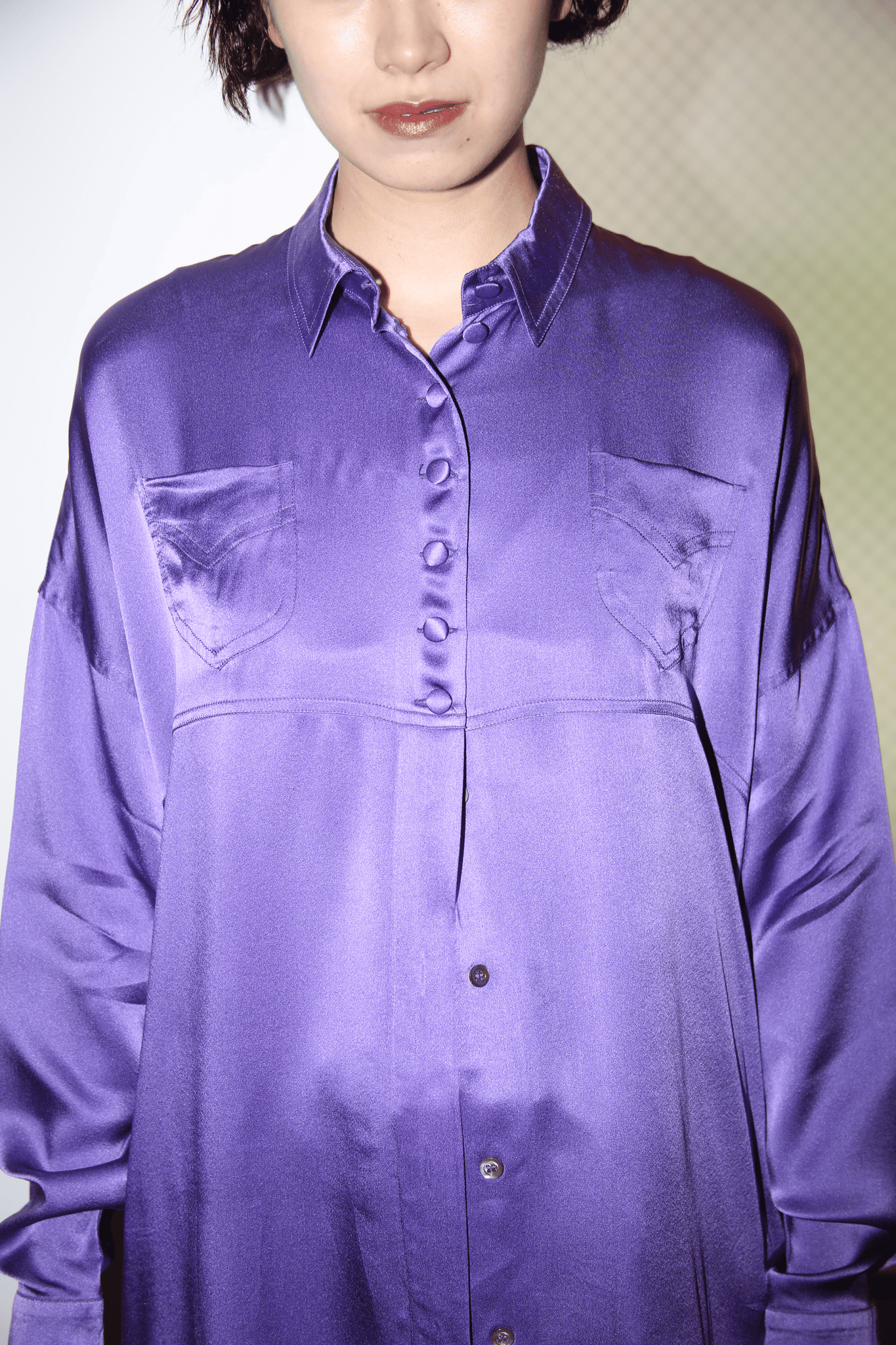 1980 LINA LEE / SILK LONG SHIRT IN PURPLE