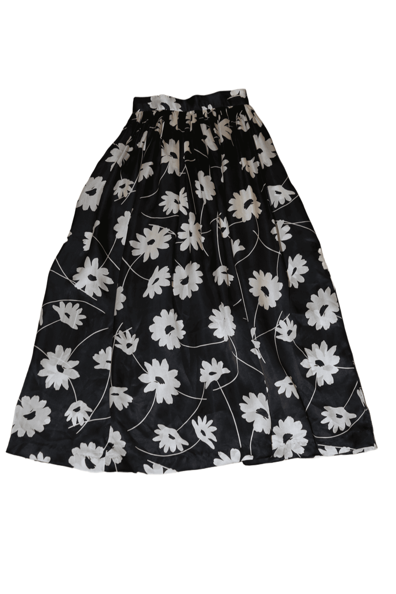 1970 GIVENCHY / FLORAL ORGANDIE MAXI SKIRT IN SILK
