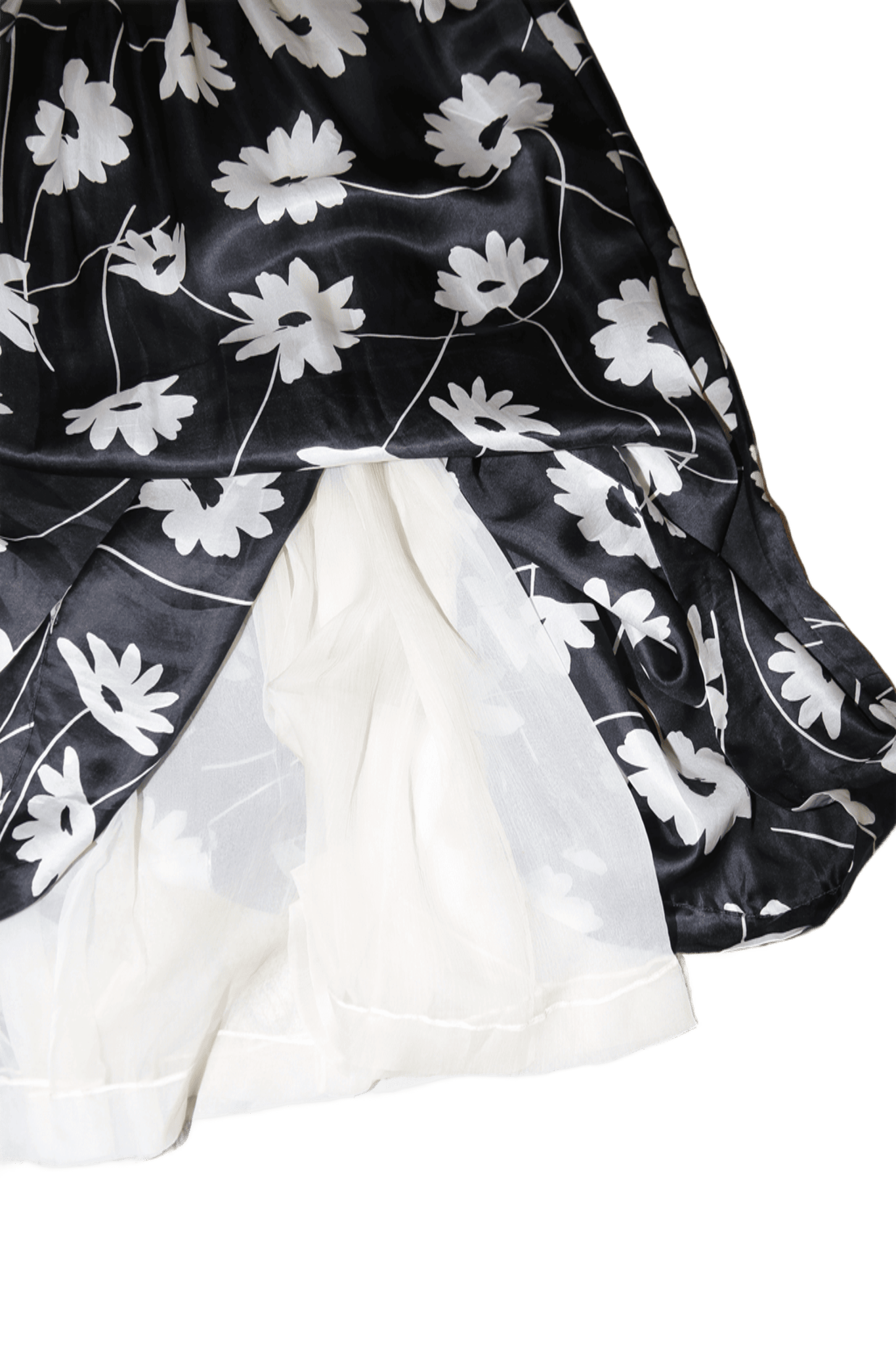 1970 GIVENCHY / FLORAL ORGANDIE MAXI SKIRT IN SILK