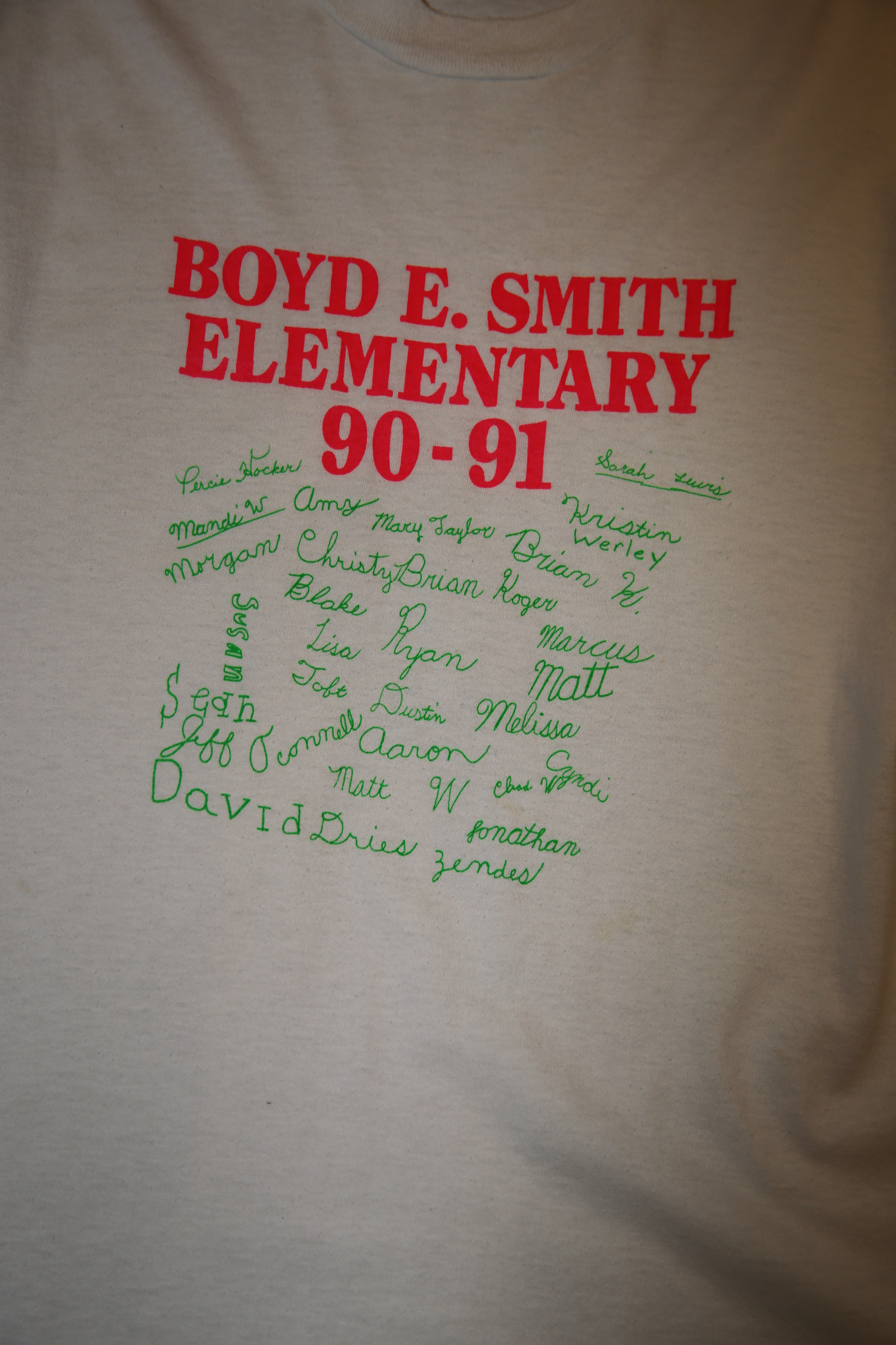 1990 VINTAGE / PRINTED T-SHIRT: BOYD E SMITH ELEMENTARY 90-91