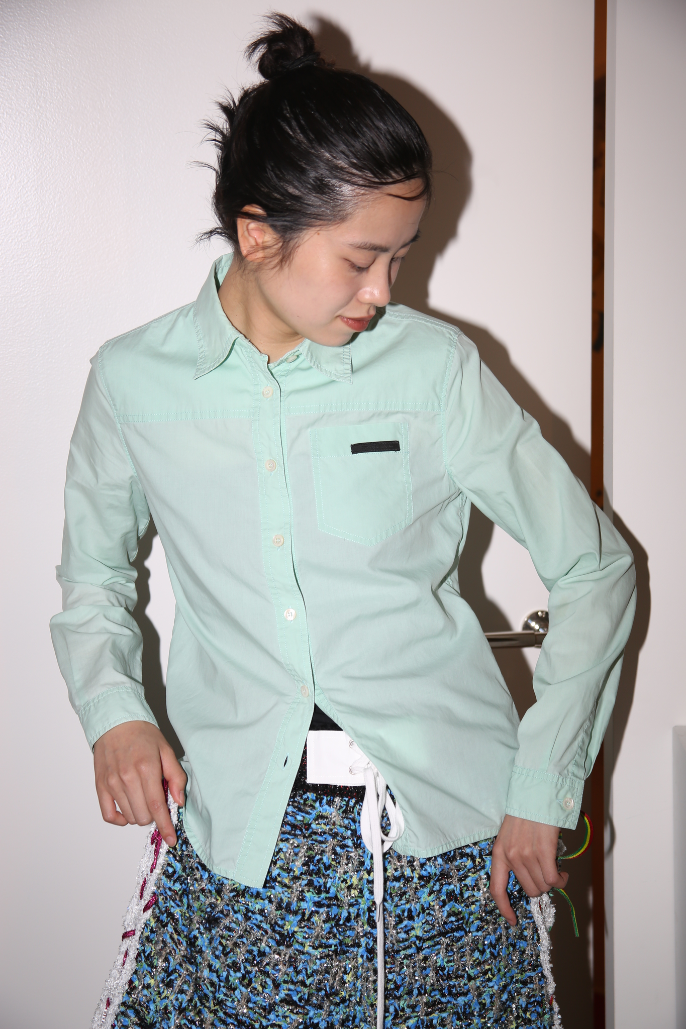 2010 PRADA / DOUBLE STITCH COTTON SHIRT IN MINT