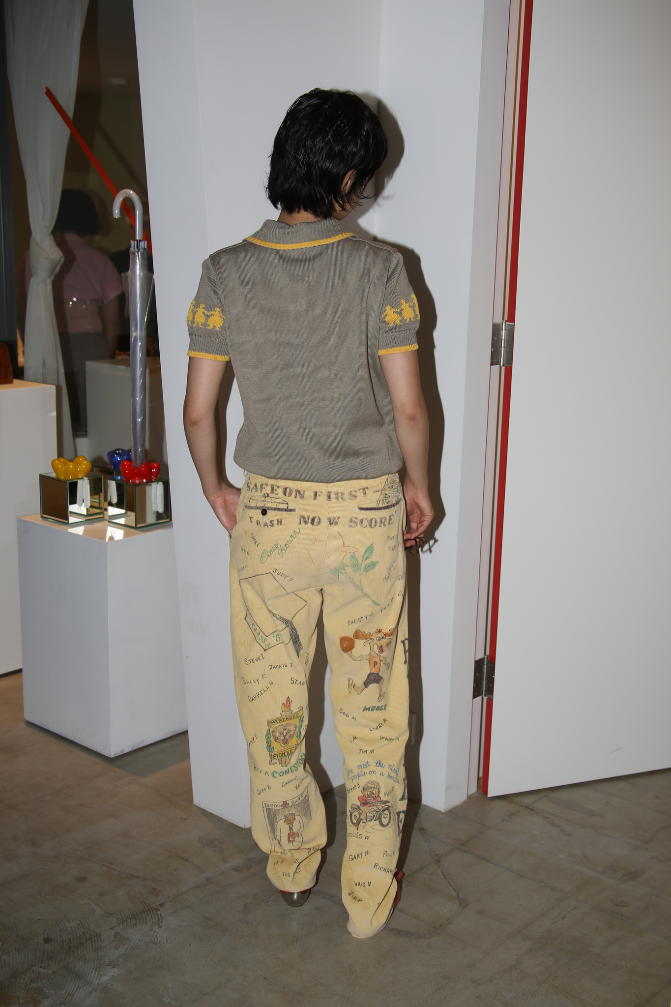 1970 FENDI / FILOSCOZIA COTTON KNIT POLO SHIRT WITH INTARSIA