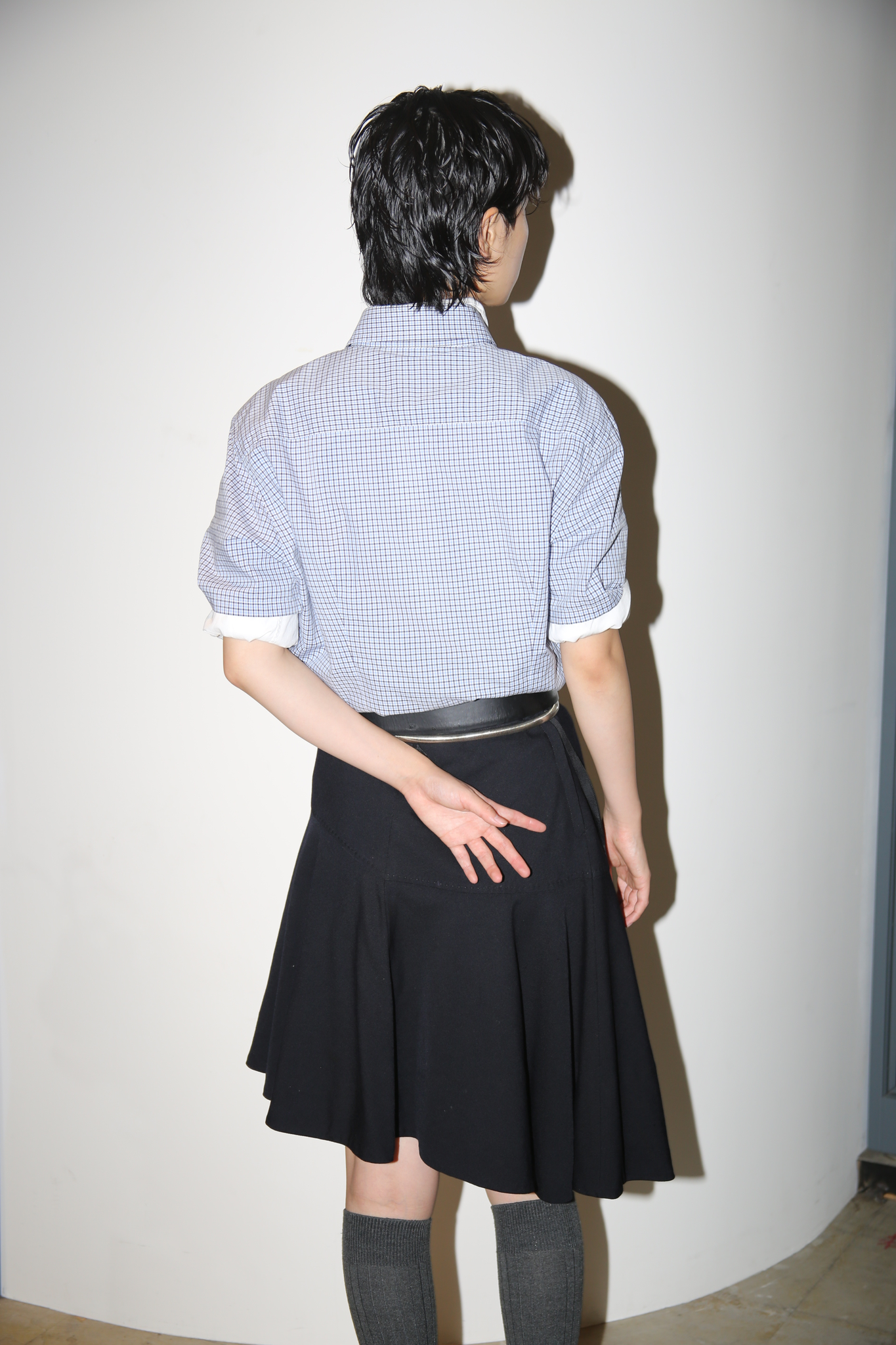 2013 PRADA / COTTON CHECK SHIRT IN LIGHT BLUE