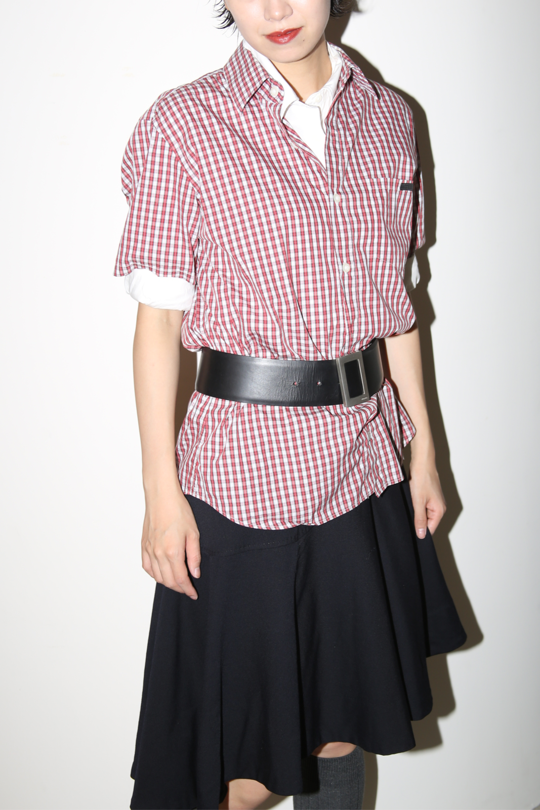 2010 PRADA / COTTON CHECK SHIRT IN RED