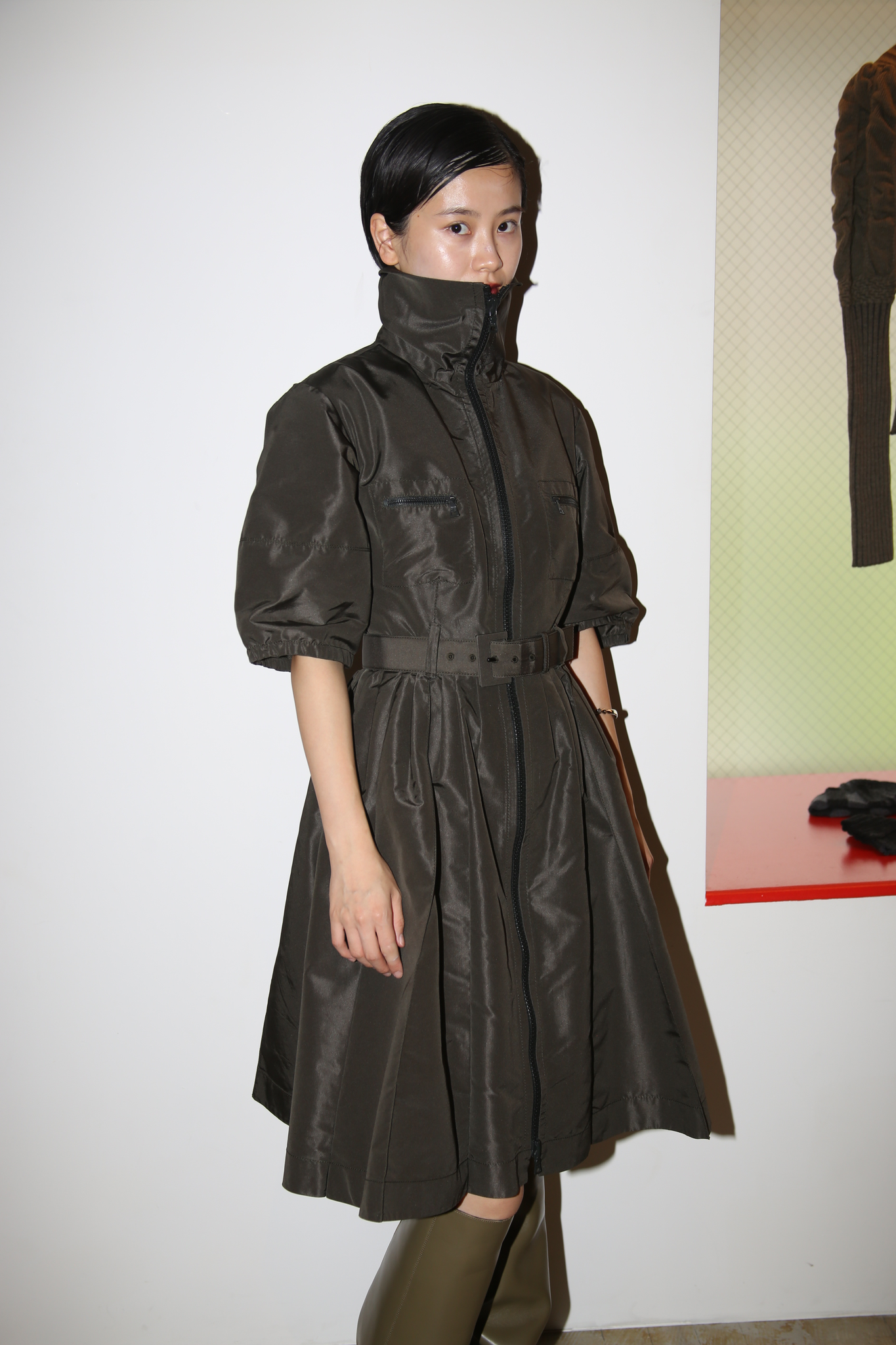 2008 PRADA / NYLON TAFFETA DRESS WITH DOUBLE ZIPPER