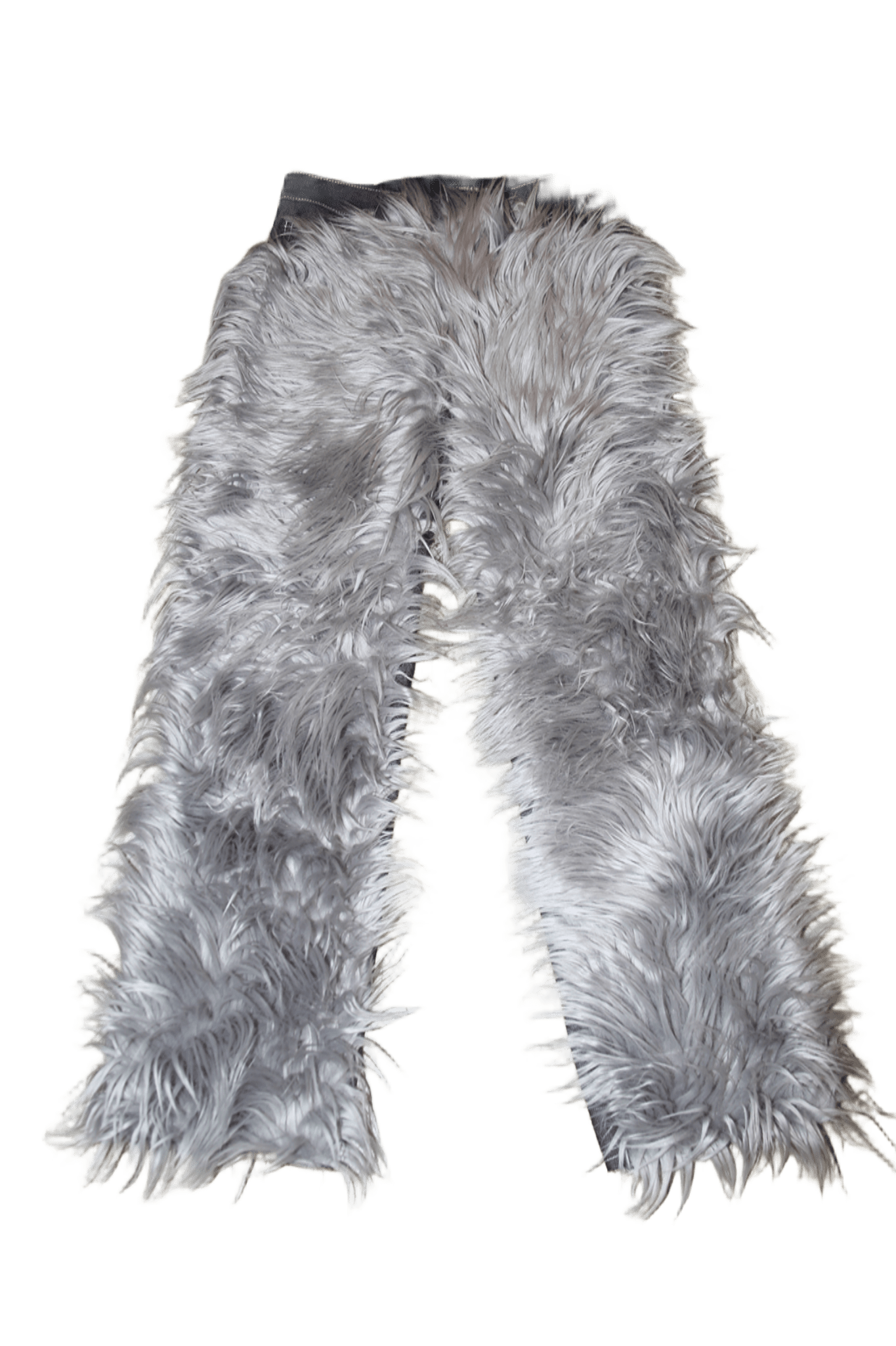 PAULA CANOVAS DEL VAS / FUR DENIM TROUSERS IN GRAY