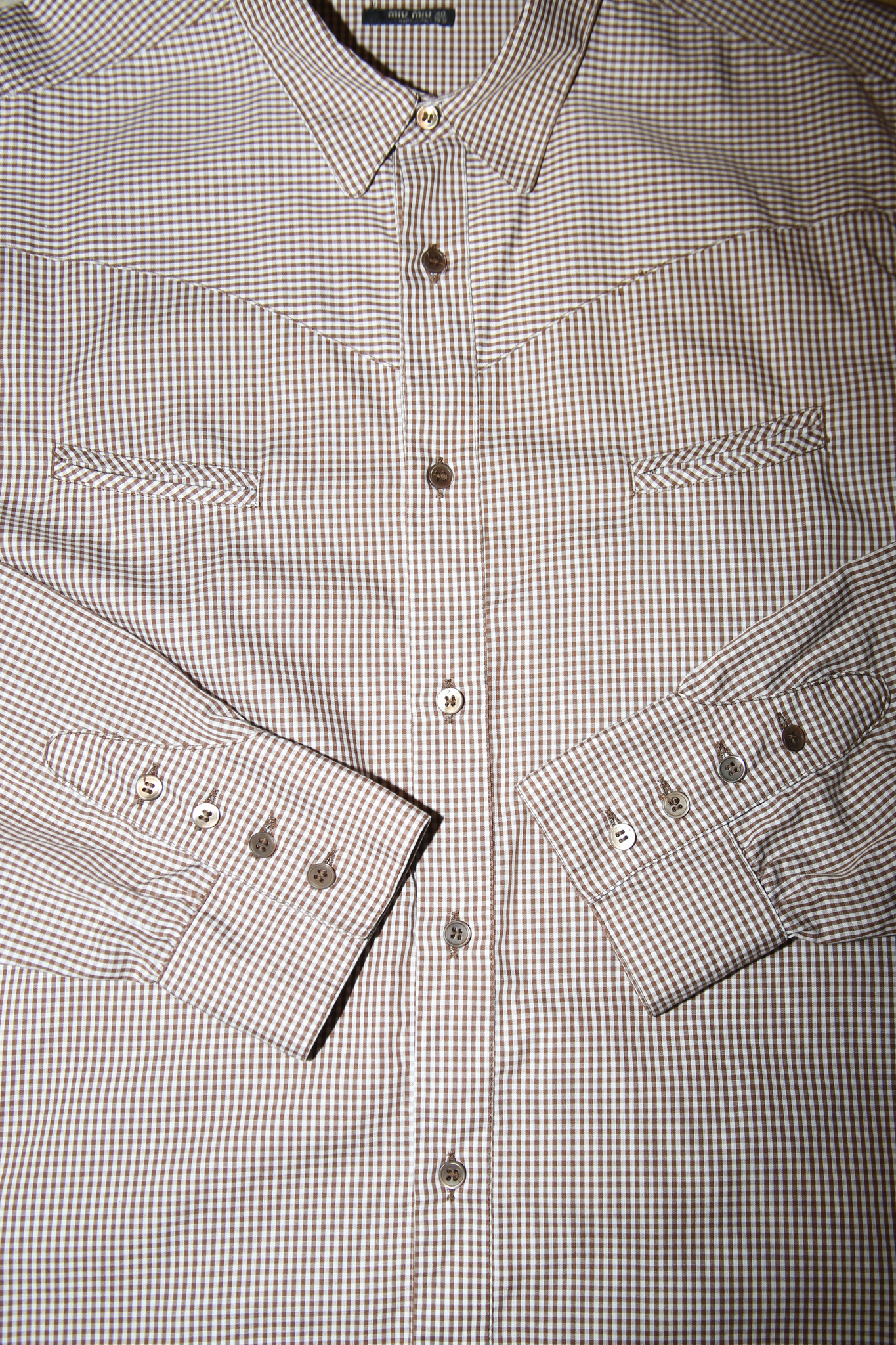 2000 MIU MIU / GINGHAM CHECK WESTERN SHIRT IN COTTON