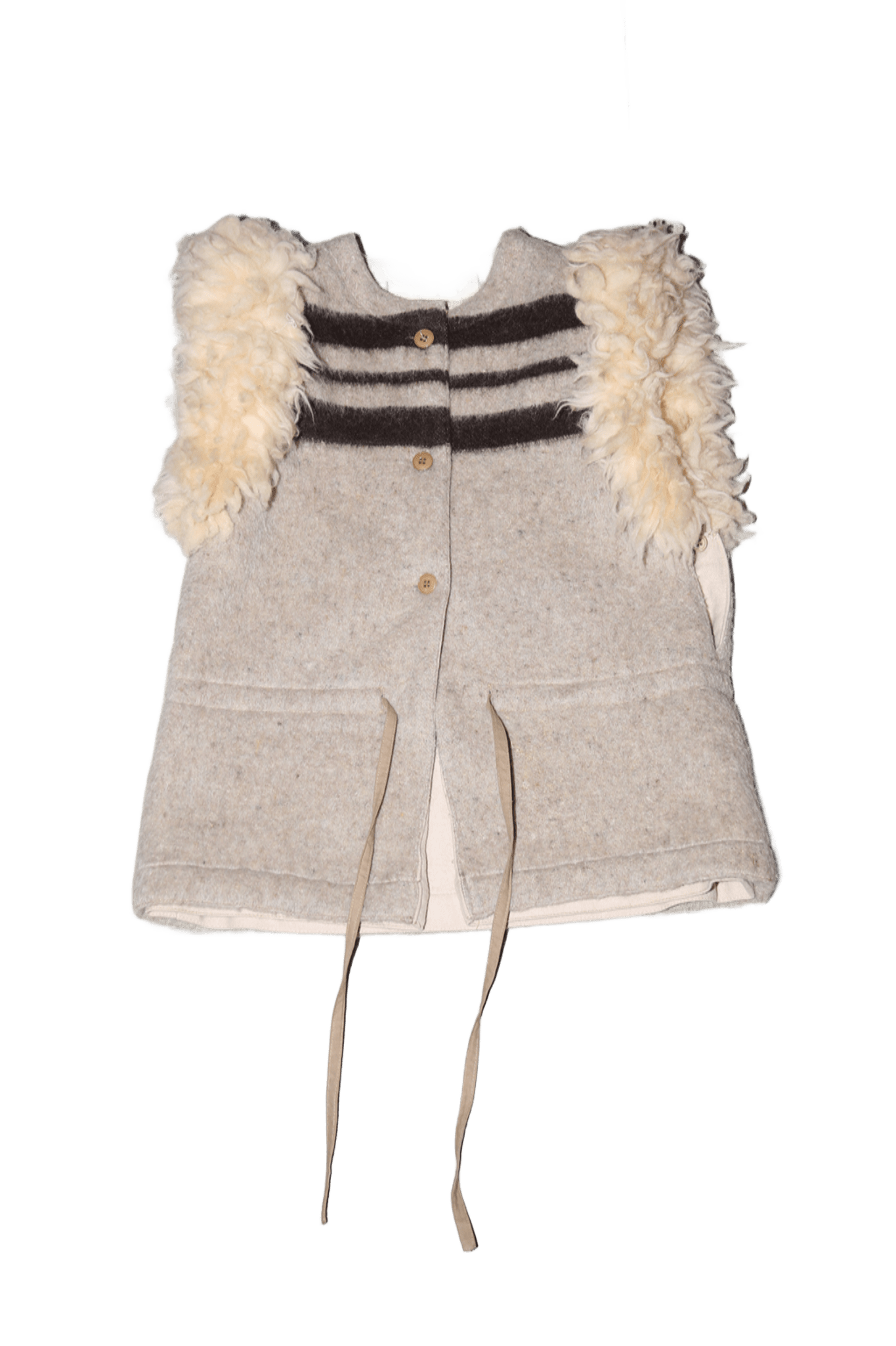 1970 JC DE CASTELBAJAC / BLANKET WAISTCOAT WITH WOOL FUR