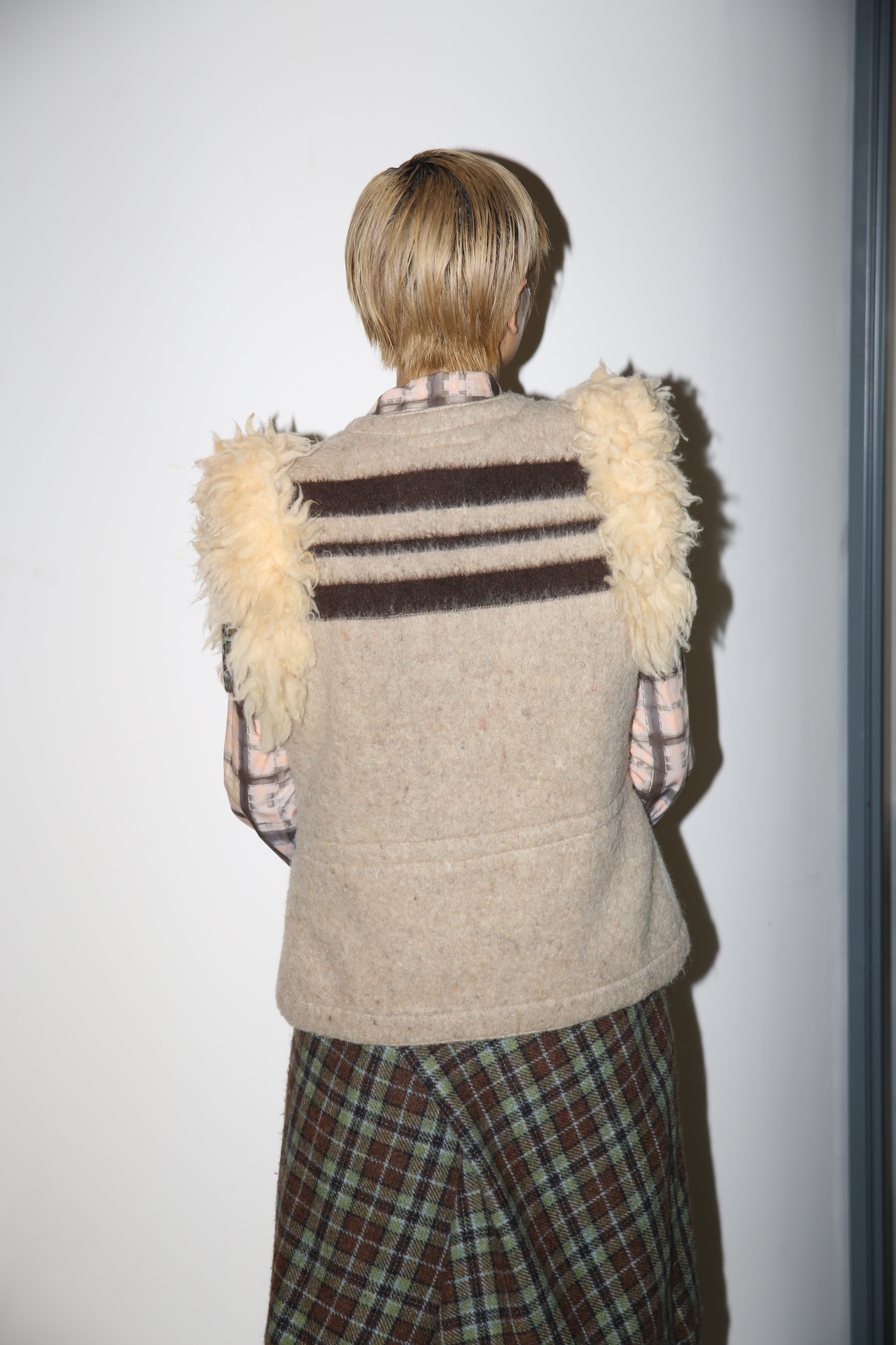 1970 JC DE CASTELBAJAC / BLANKET WAISTCOAT WITH WOOL FUR