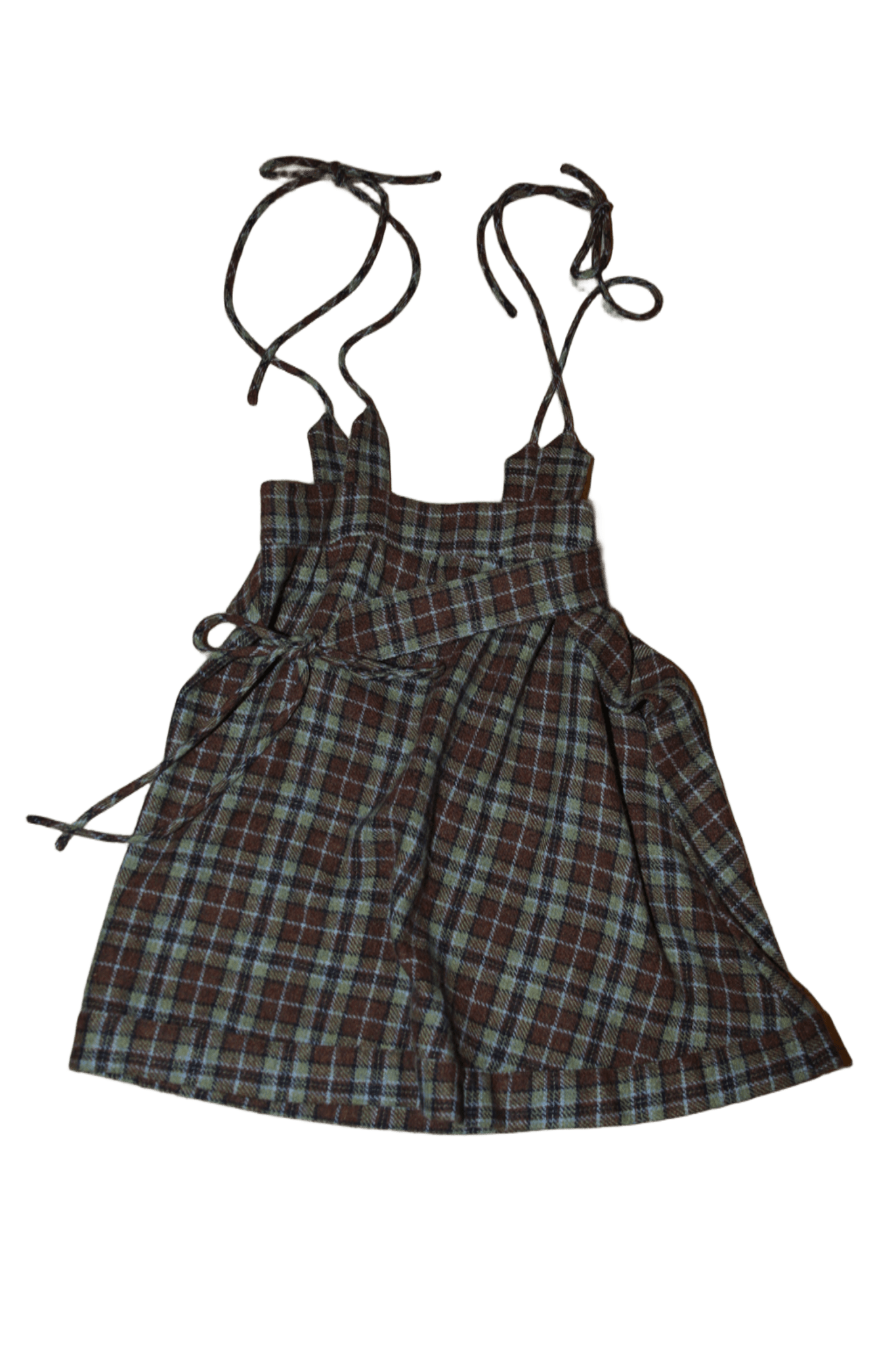 1990 MARNI / WOOL PLAID JUMP SKIRT WITH STRAP