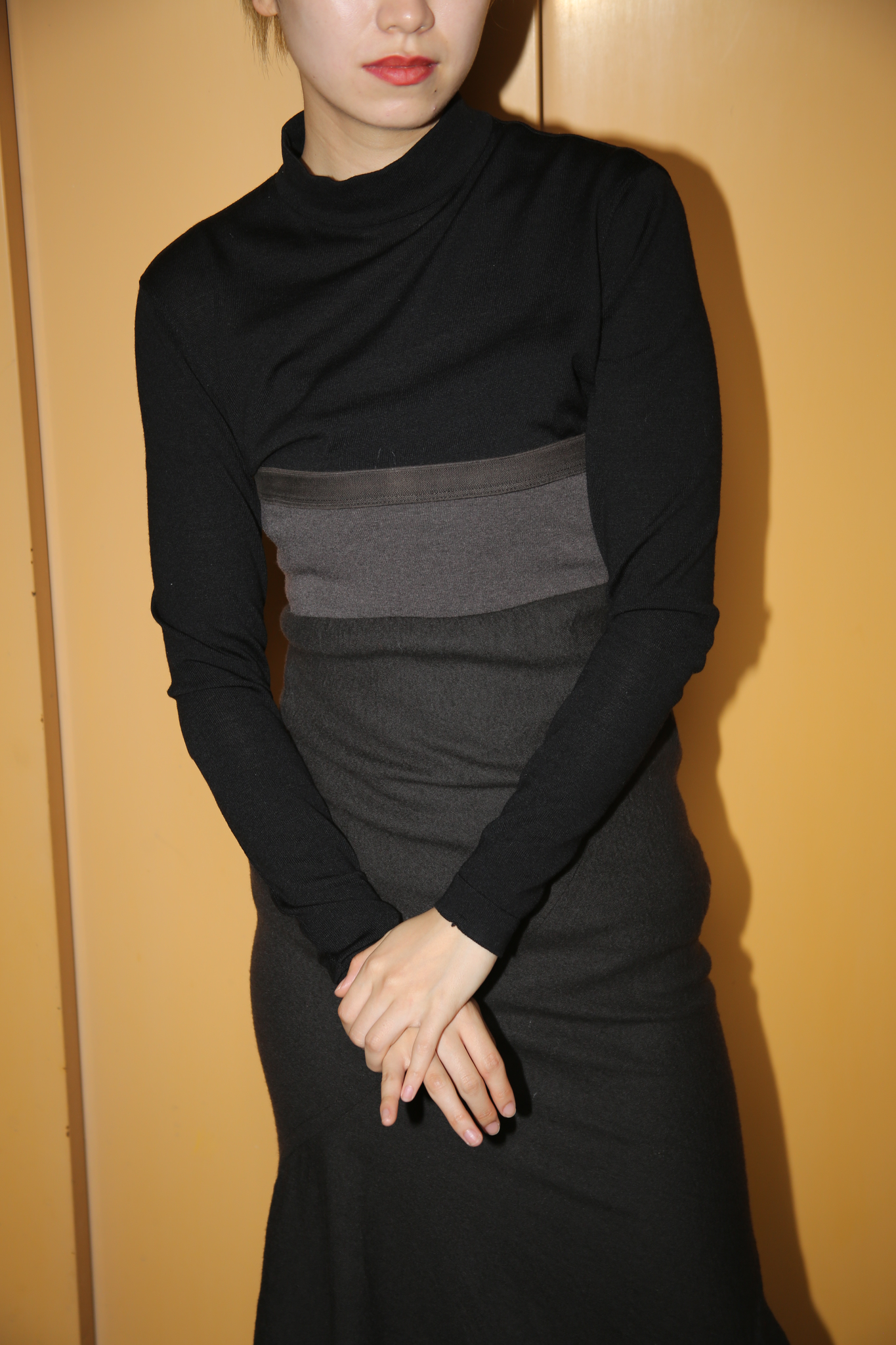 2008 RICK OWENS / BIAS CUT BARE TOP DRESS IN MILLING WOOL