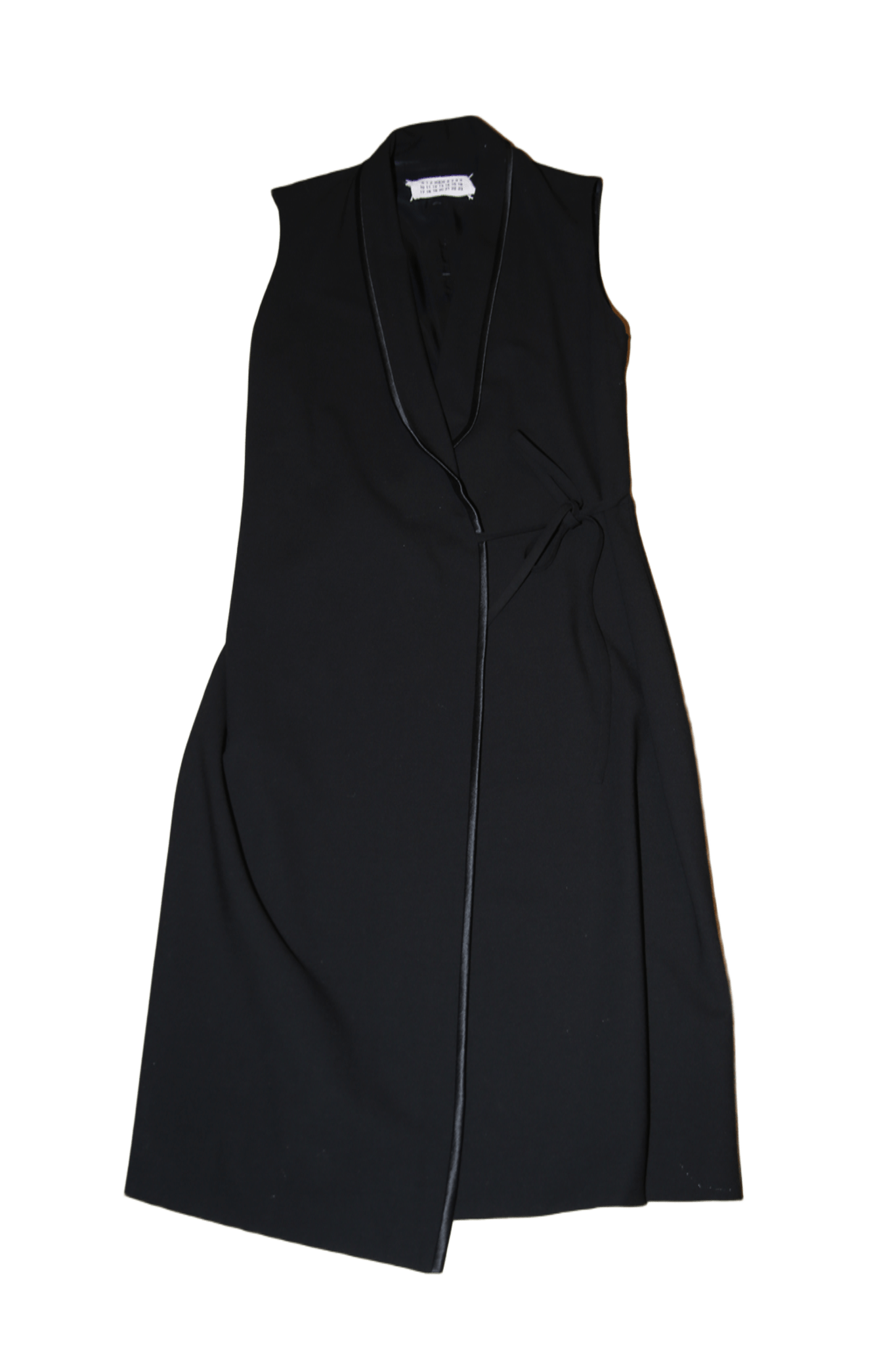 2007 MAISON MARTIN MARGIELA / SLEEVELESS SMOKING WRAP DRESS IN SILK WOOL CREPE