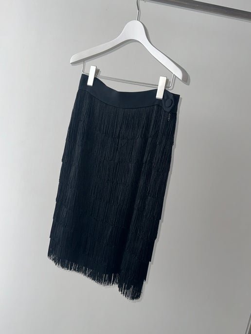 1990 MOSCHINO / FRINGE SKIRT IN BLACK