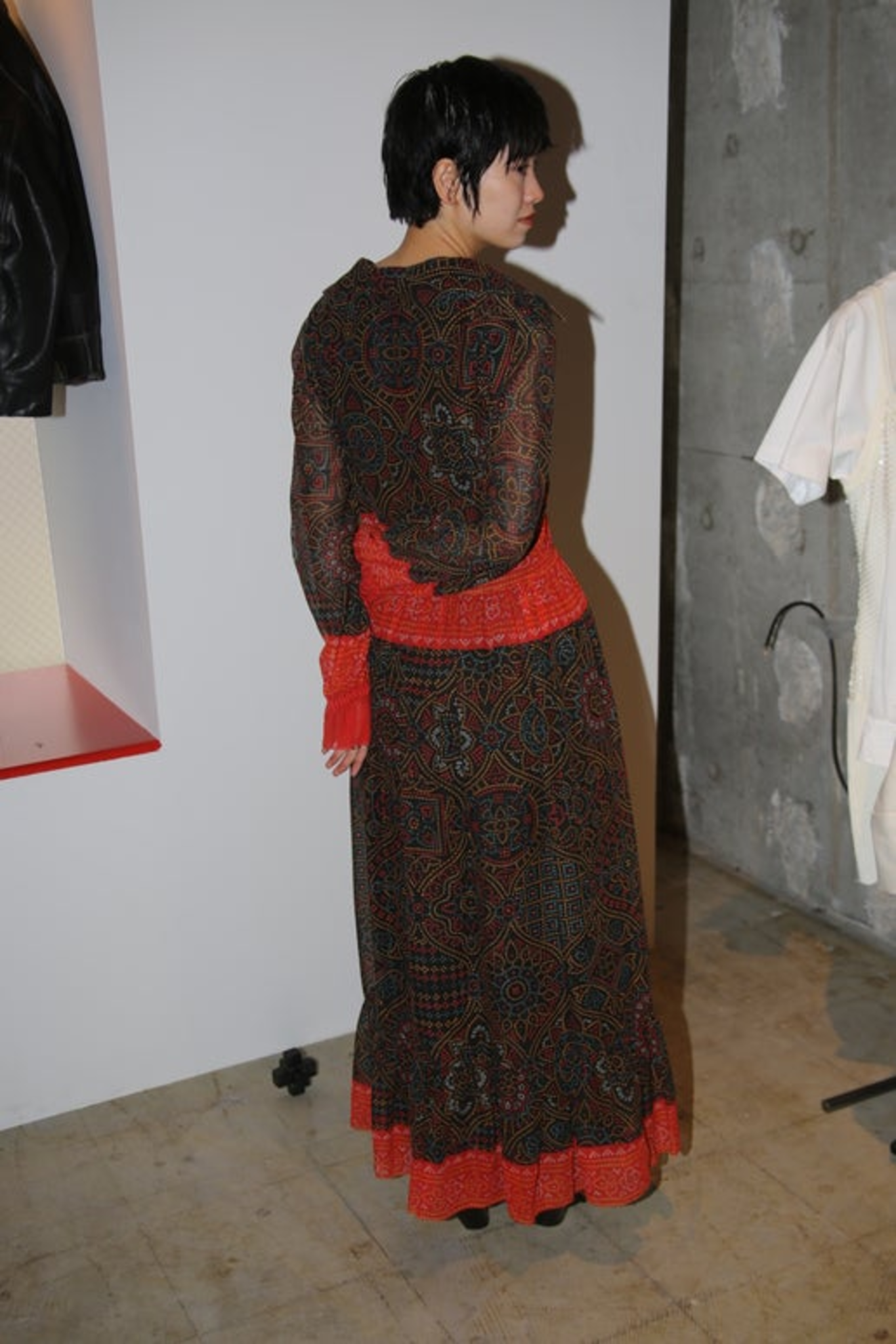 1960 OSCAR DE LA RENTA / PRINTED CHIFFON DRESS IN COTTON