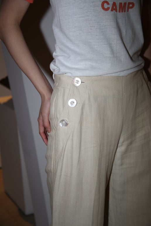 2000 MARELLA / LINEN HERING BORNE SAILOR PANTS WITH LACE UP