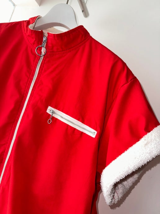 1970 VINTAGE / PILE LINER BEACH SHIRT IN RED