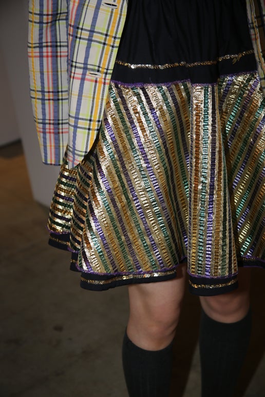 1980 VINTAGE_METALLIC JACQUARD MINI FLARE SKIRT