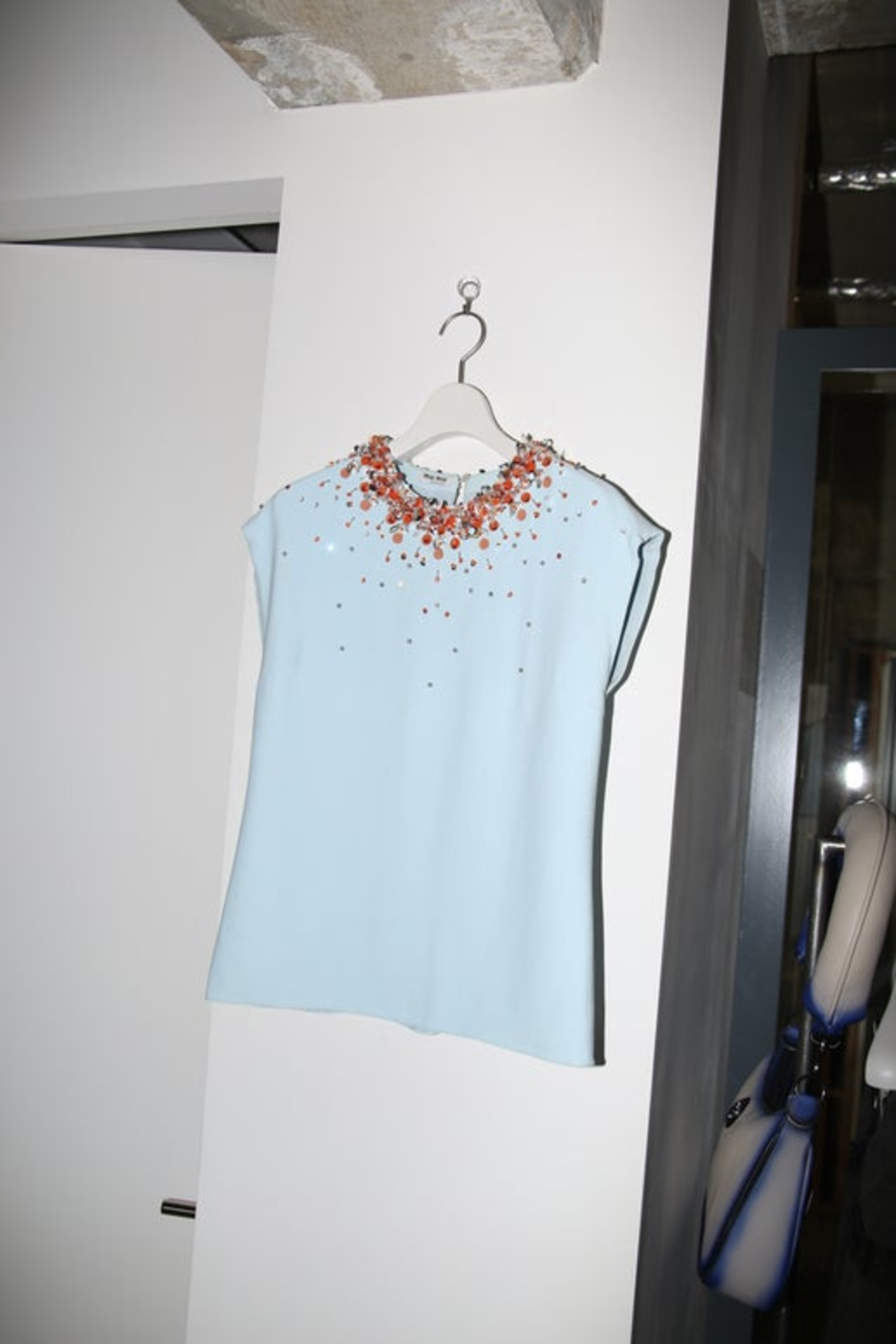 2015 MIU MIU / VISCOSE TOP WITH BIJOU EMBROIDERY