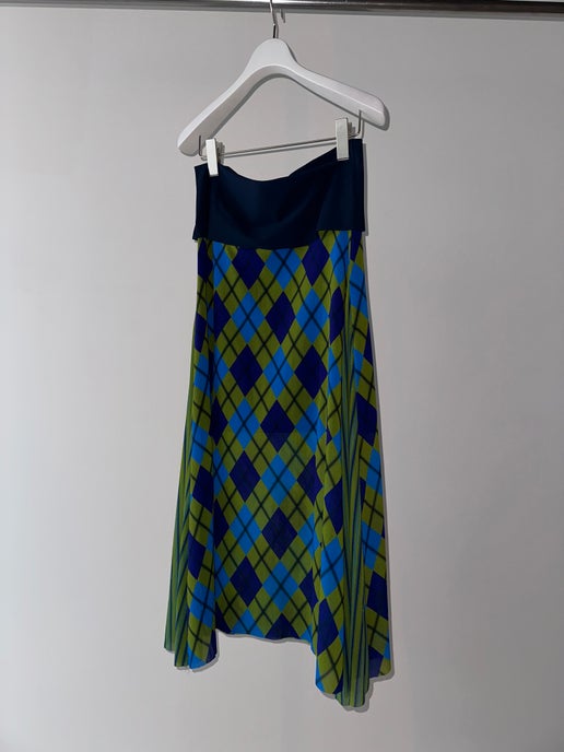 PAULA CANOVAS DEL VAS / POLO MESH SKIRT IN GREEN