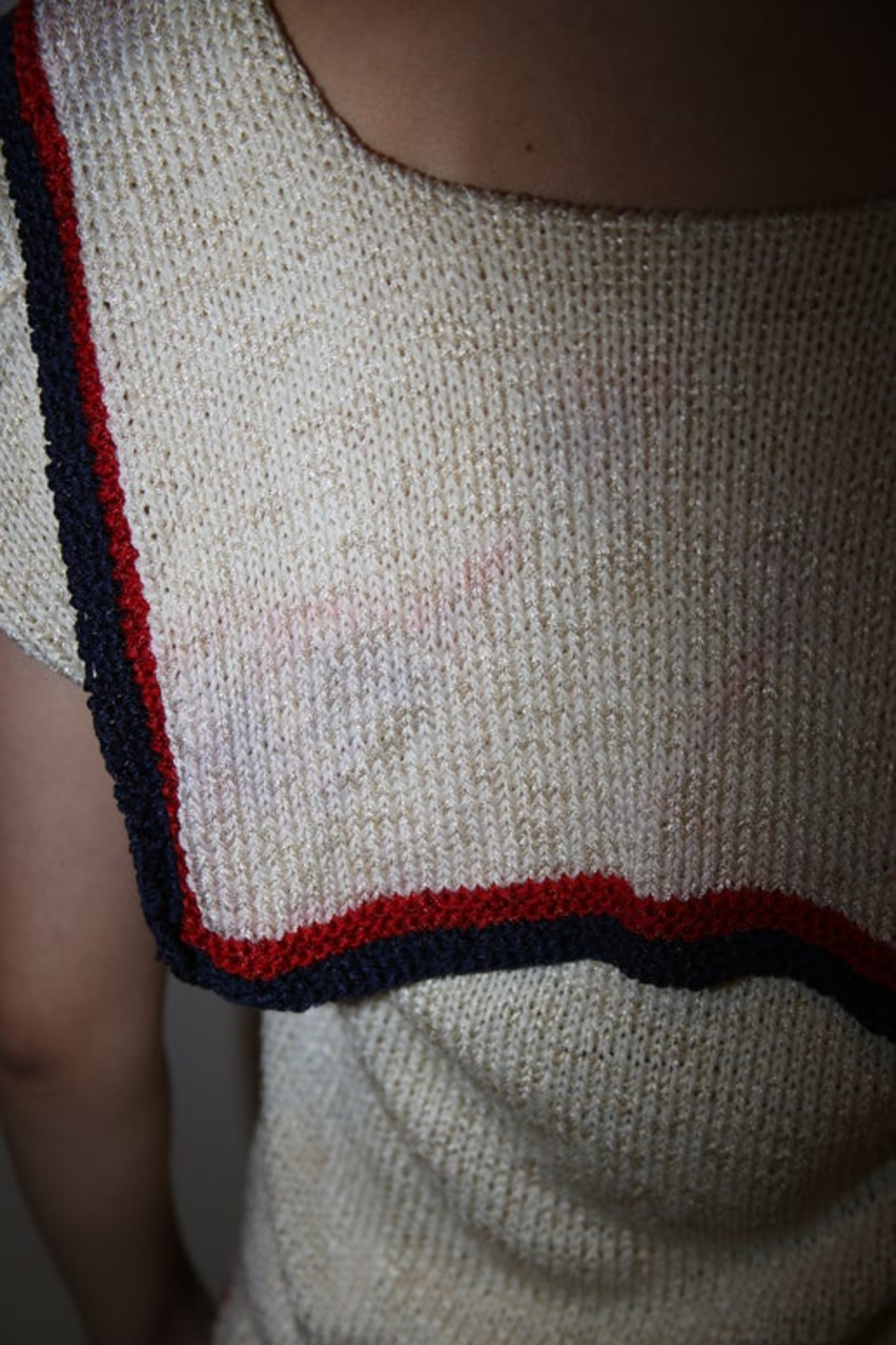 1970 VINTAGE / SUMMER KNIT TOP WITH SAILOR COLLAR