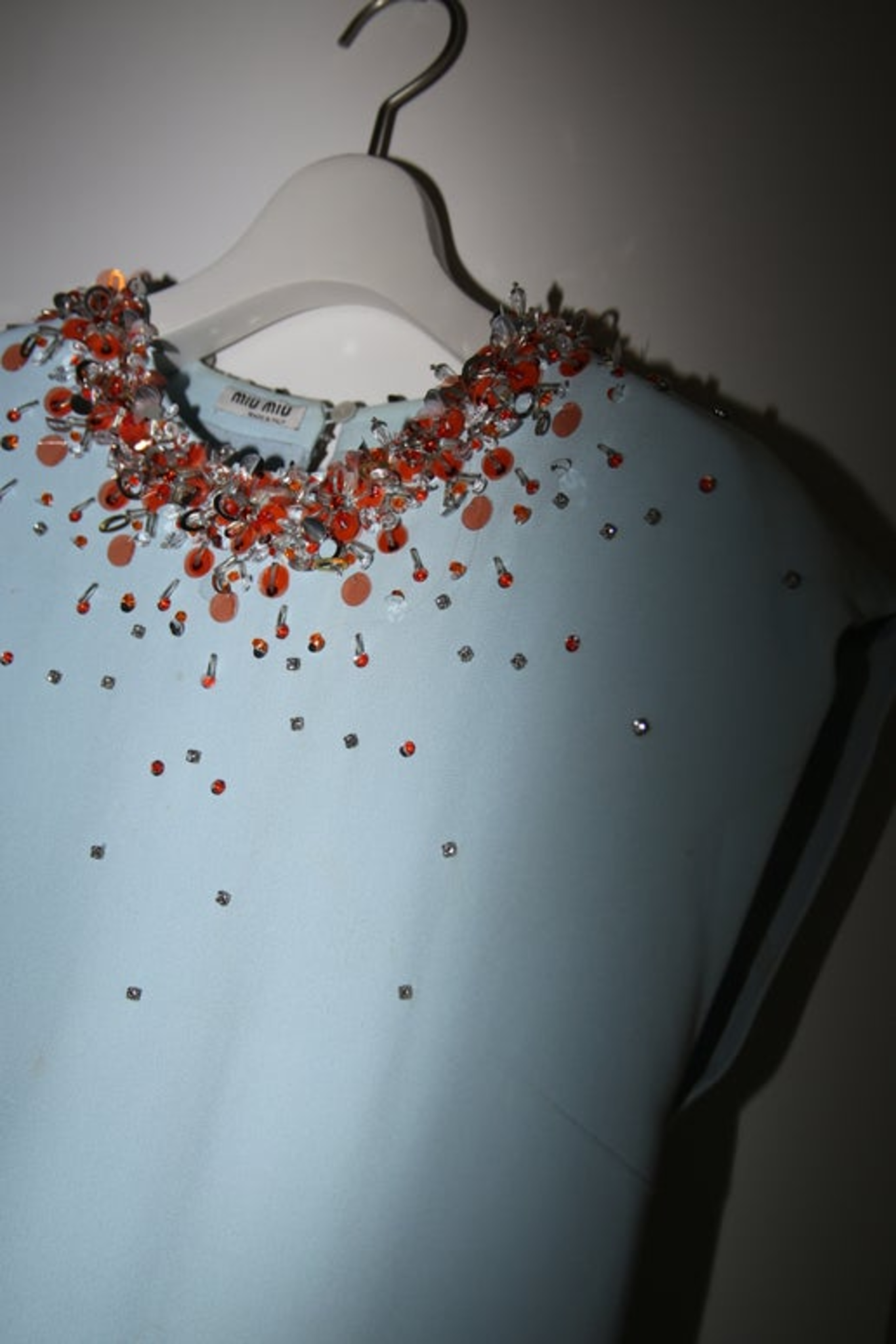 2015 MIU MIU / VISCOSE TOP WITH BIJOU EMBROIDERY