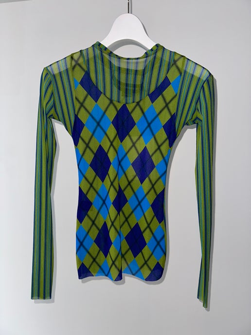 PAULA CANOVAS DEL VAS / TWIN MESH TOP IN GREEN