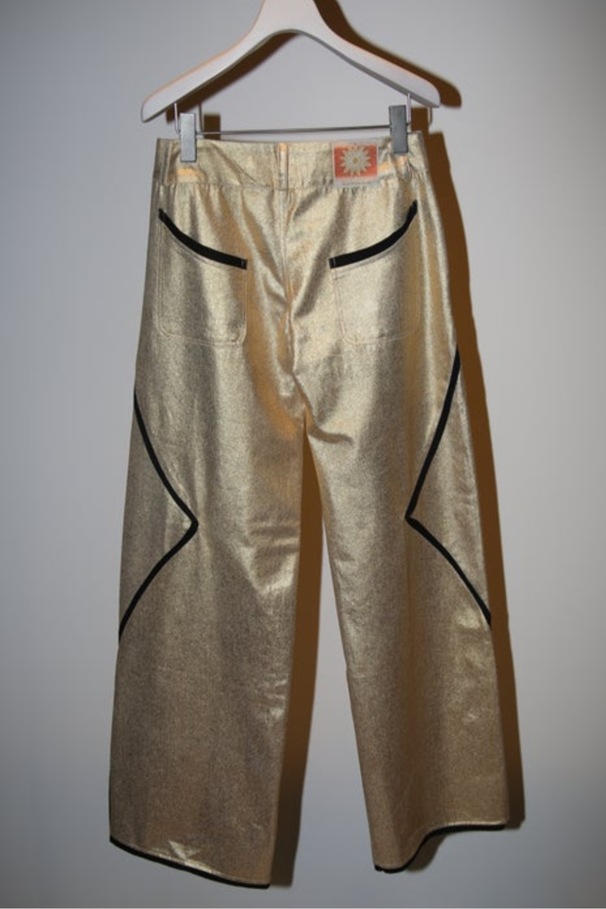 PAULA CANOVAS DEL VAS / DIAMOND DENIM TROUSERS IN GOLD