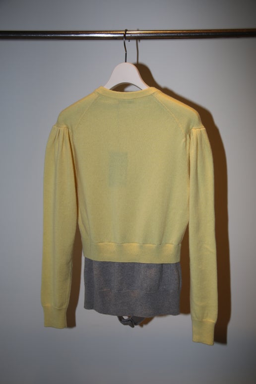 MERYLL ROGGE / CREW NECK CARDIGAN WITH PUFF SLEEVES