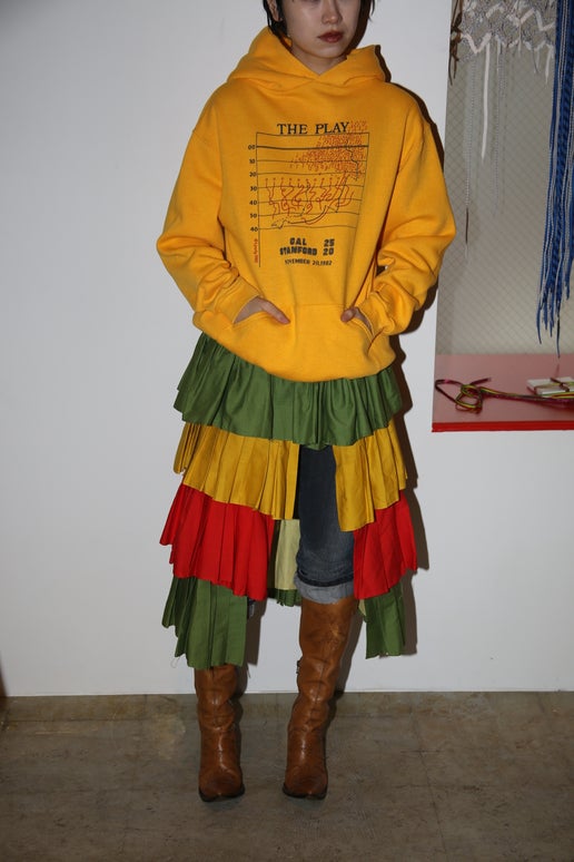 1970 VINTAGE / TIERD FRILL WRAP SKIRT IN COTTON