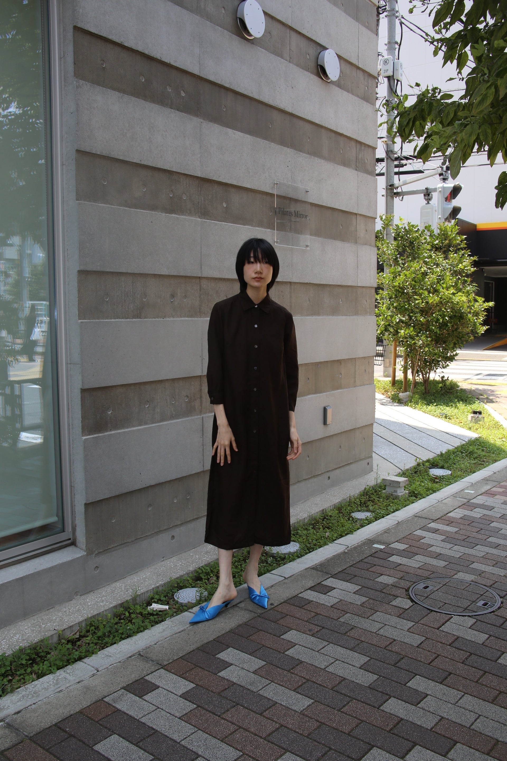 2000 MAX MARA / LINEN SHIRT DRESS IN CHOCOLATE