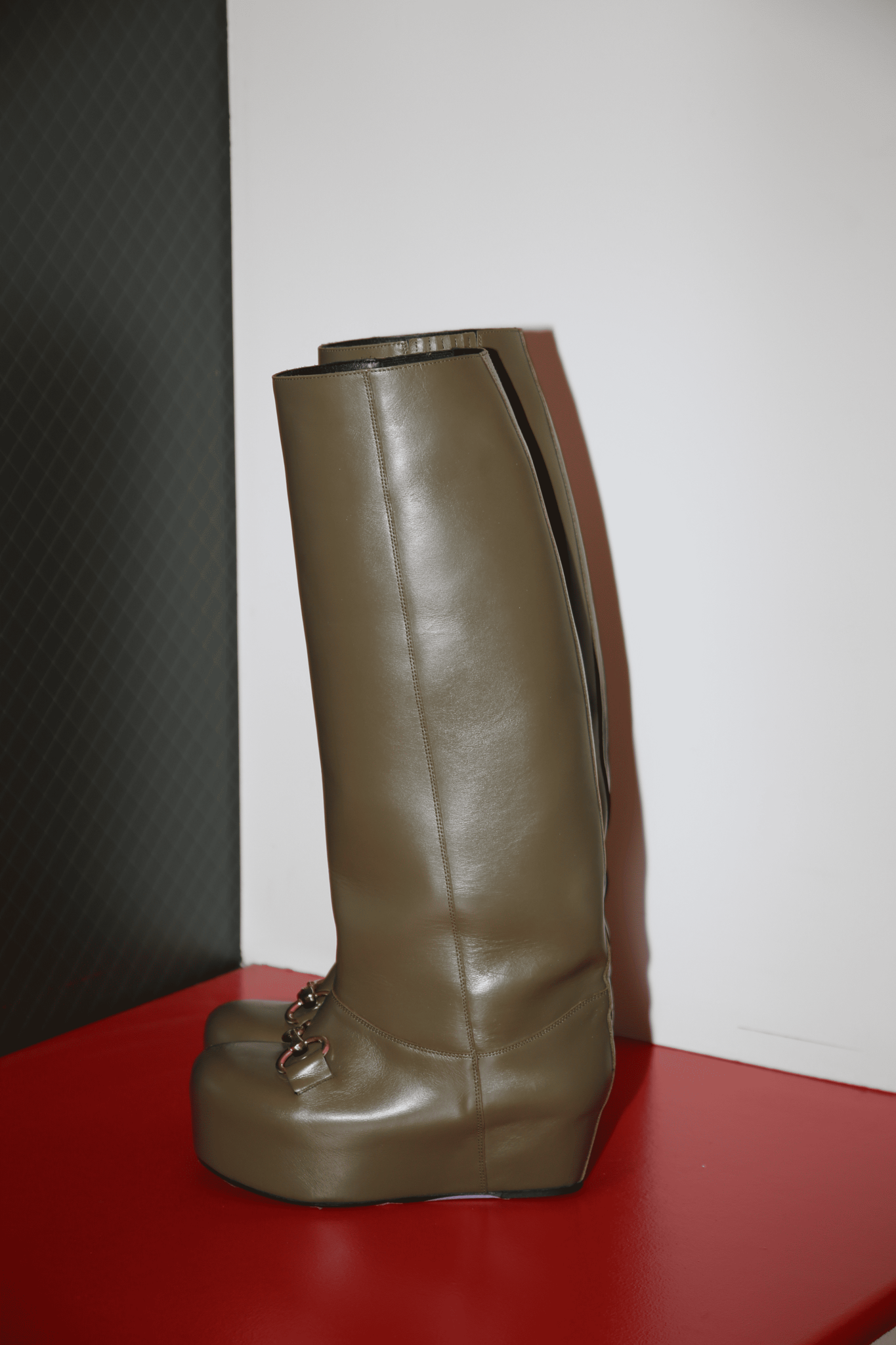 LAURA ANDRASCHKO / RIDING BOOTS HIGH WITH BUCKLE OLIVE