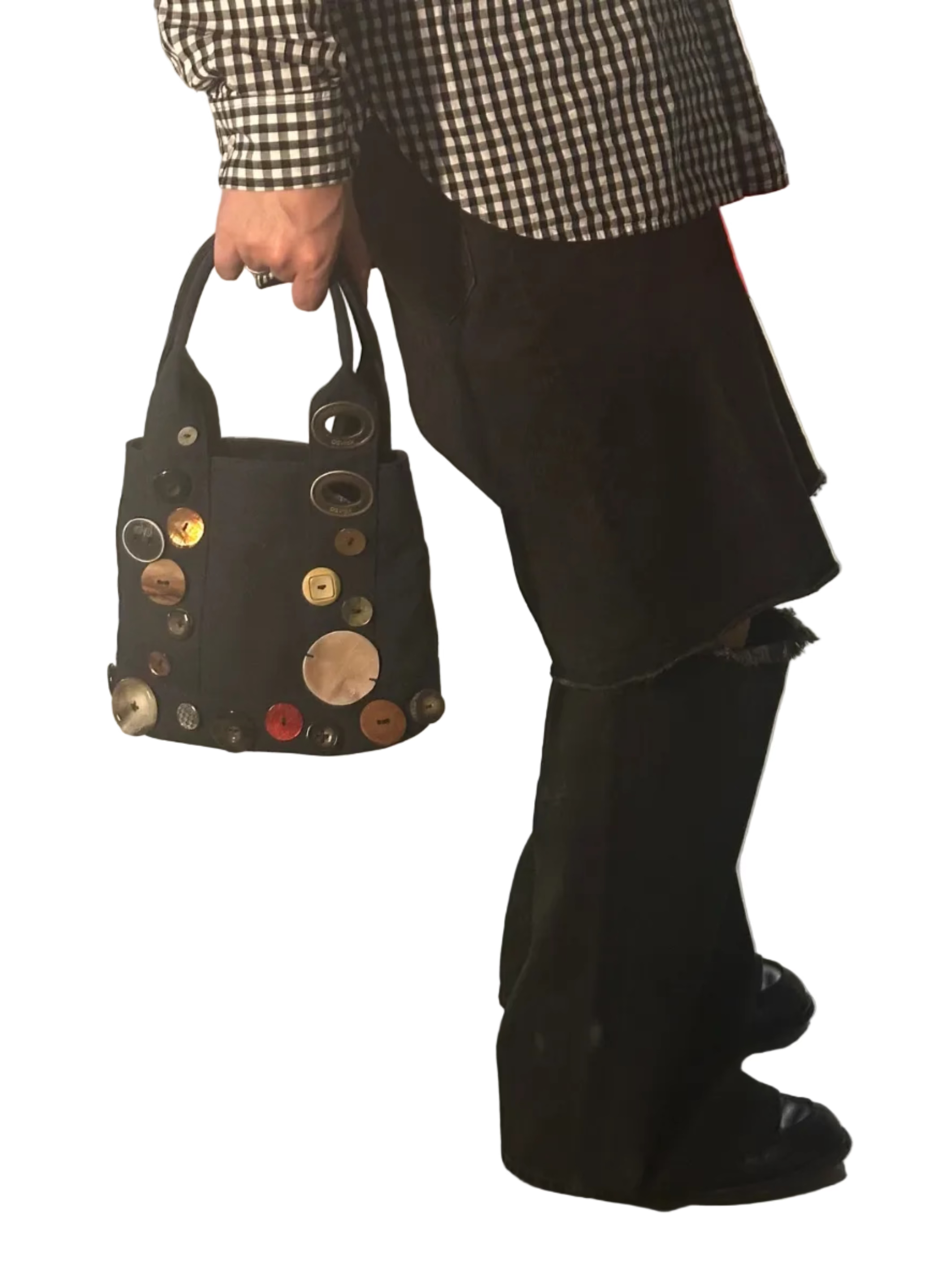2010 KENZO / CANVAS MINI TOTE BAG WITH BUTON EMBROIDERY