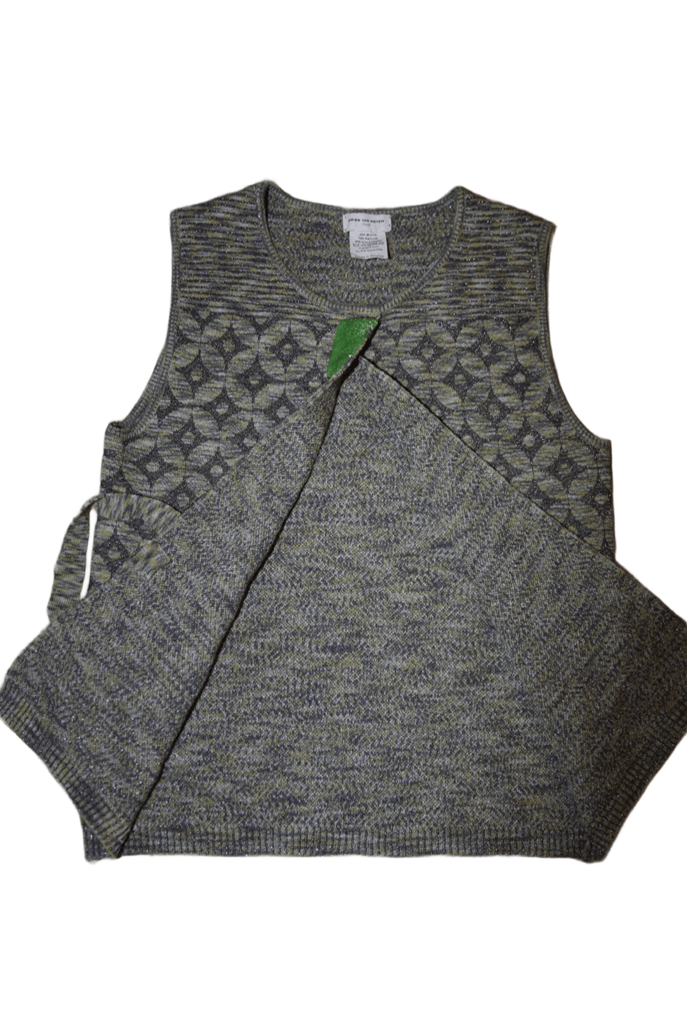 DRIES VAN NOTEN / WOOL JACQUARD PULLOVER KNIT VEST WITH BIJOU EMBROIDERY