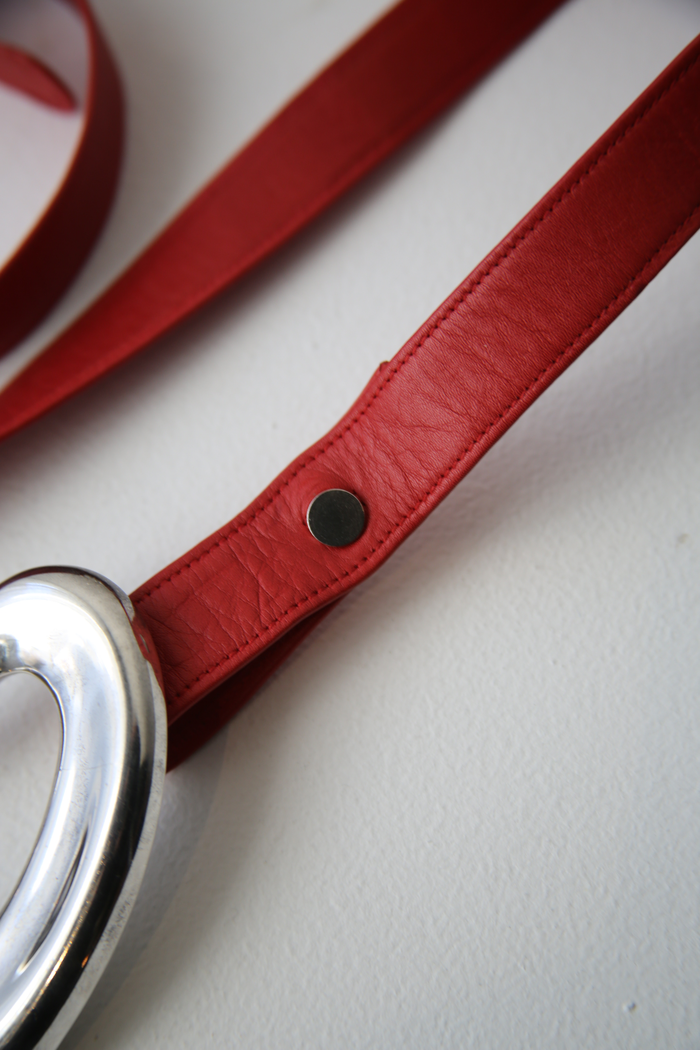 1975 ELSA PERETTI FOR TIFFANY / OPEN HART BUCKLE LEATHER BELT IN RED<SMALL & LARGE>