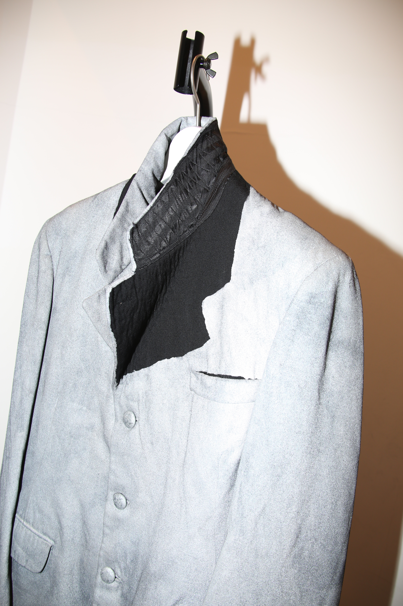 1997- MAISON MARTIN MARGIELA / ARTISANAL SILVER PAINTED TAILORED JACKET IN 1930 ANTIQUE MELTON