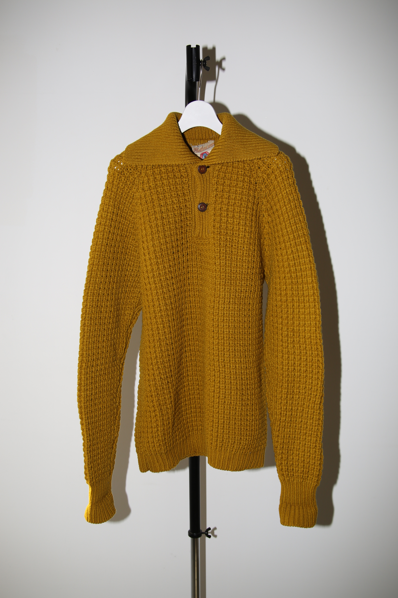 1950 VINTAGE / LOW GAUGE WOOL KNIT POLO IN MUSTERED