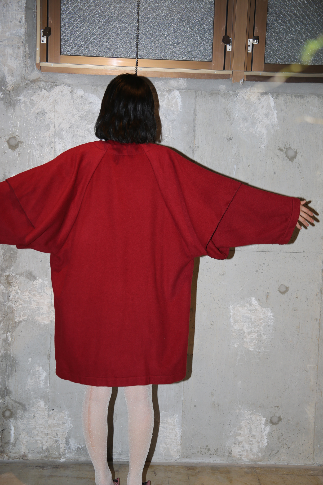 1980 VINTAGE / LAYER SLEEVE WOOL COAT IN BURGUNDY