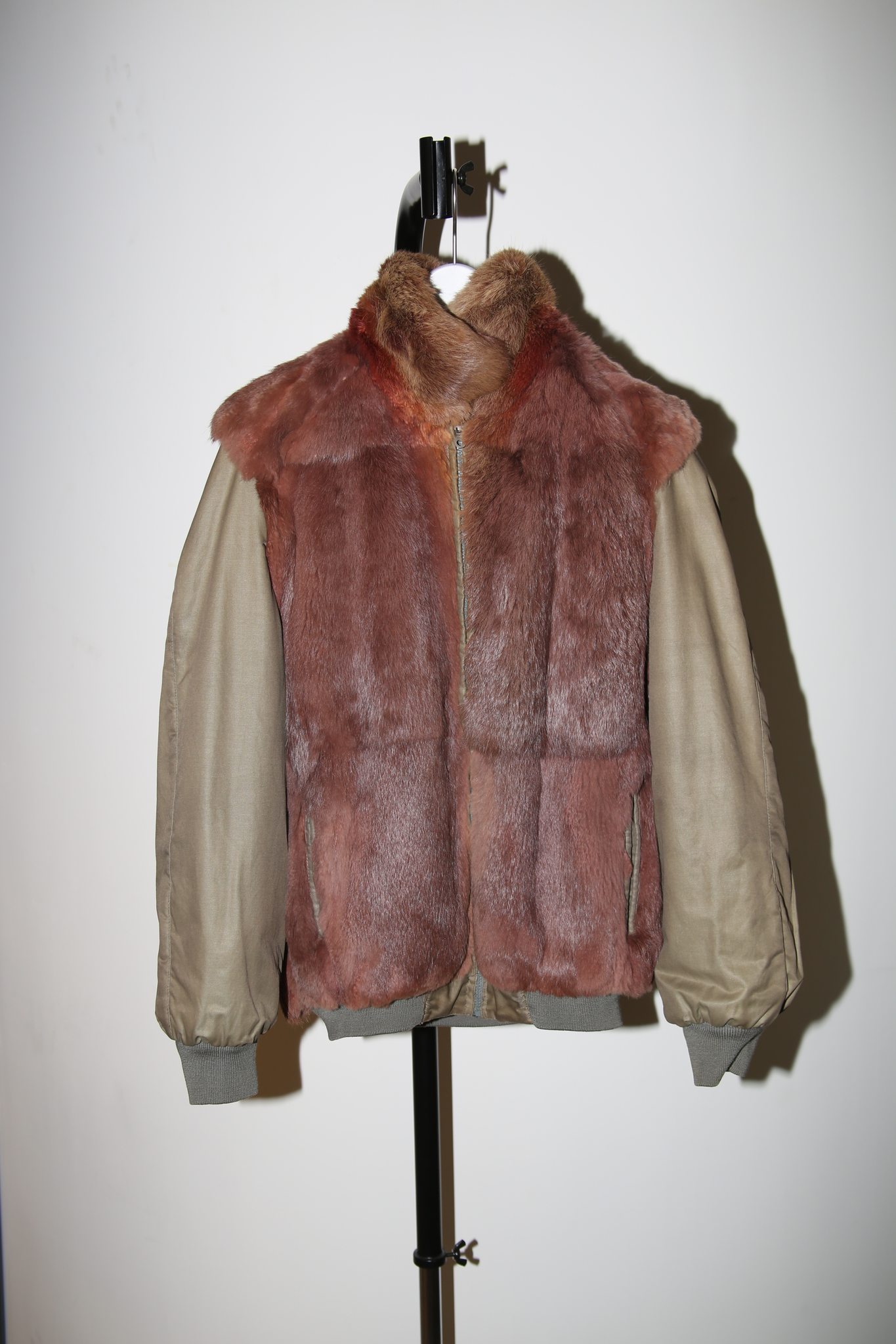 1980 VINTAGE / REVBERSIBLE BOMBER JACKET WITH RABBIT FUR