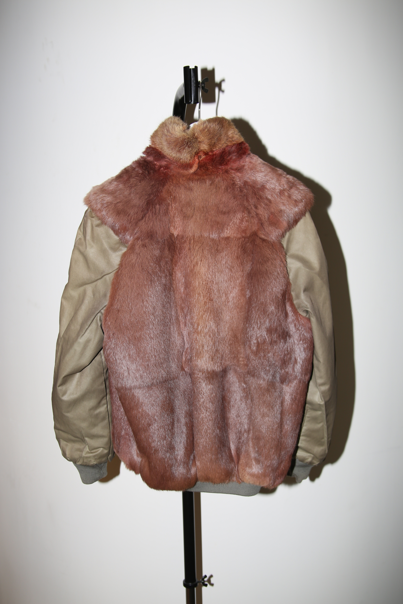 1980 VINTAGE / REVBERSIBLE BOMBER JACKET WITH RABBIT FUR