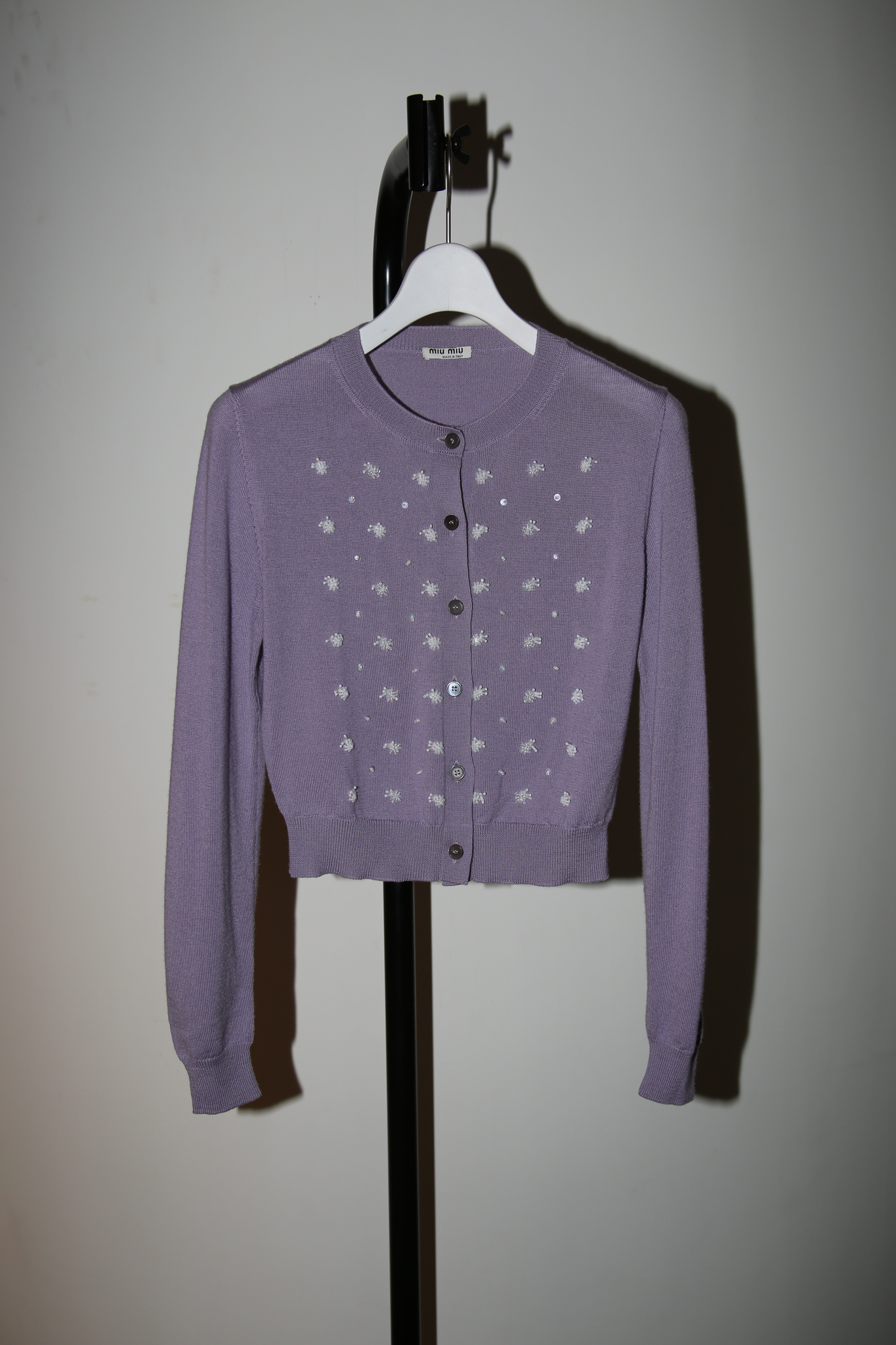 2015 MIU MIU / WOOL KNIT CARDIGAN WITH BEADS EMBROIDERY