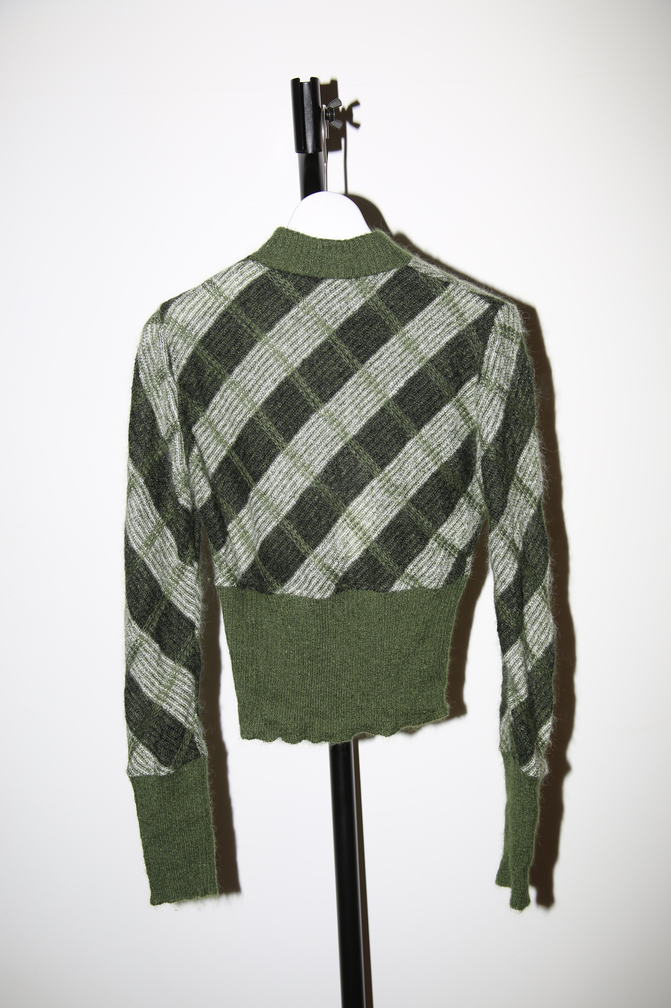 2017 MIU MIU / ARGYLE MOHAIR SWEATER IN OLIVE GREEN