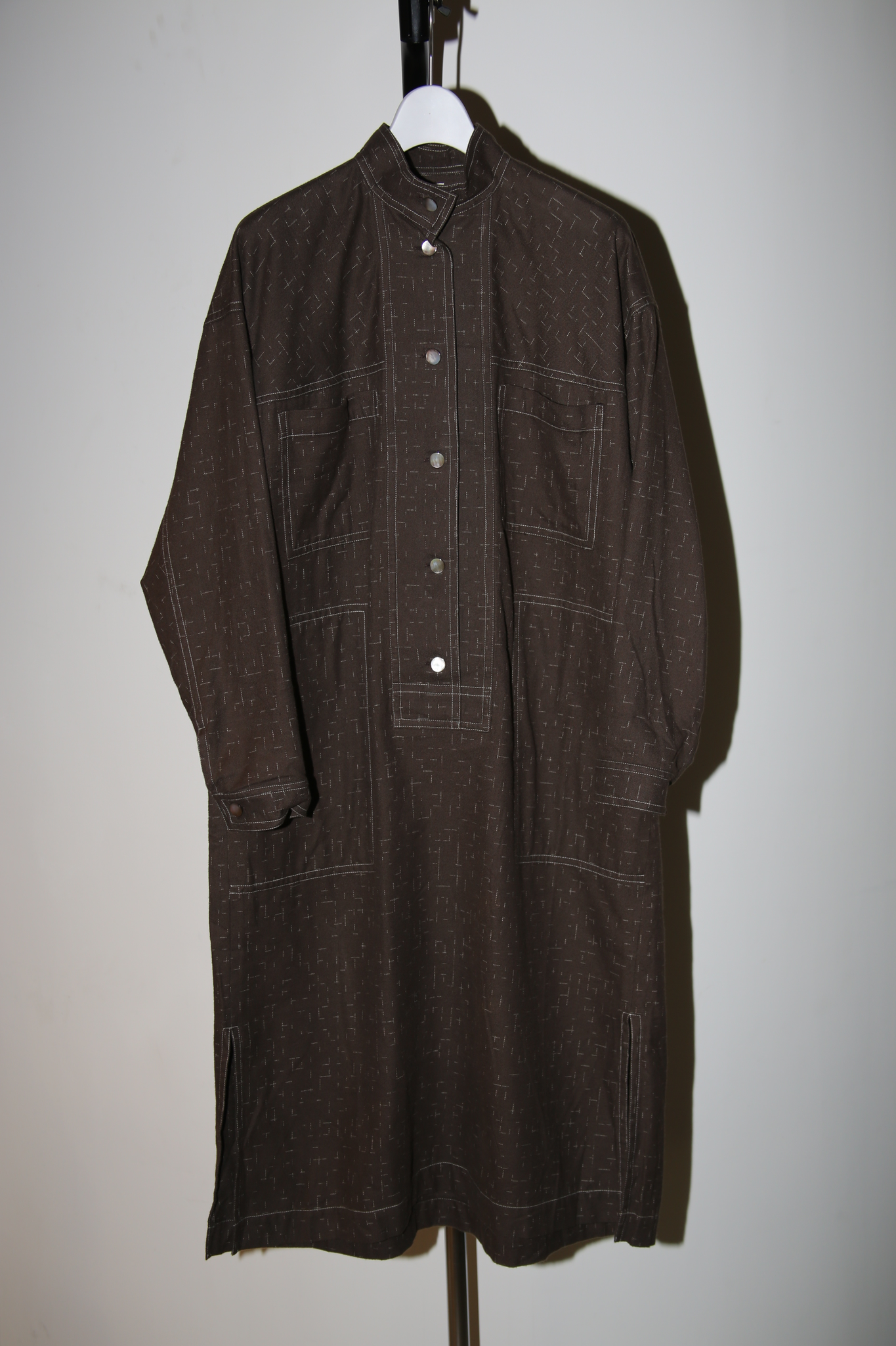 1970 ISSEY MIYAKE / FLANNEL SHIRT DRESS WITH KASURI