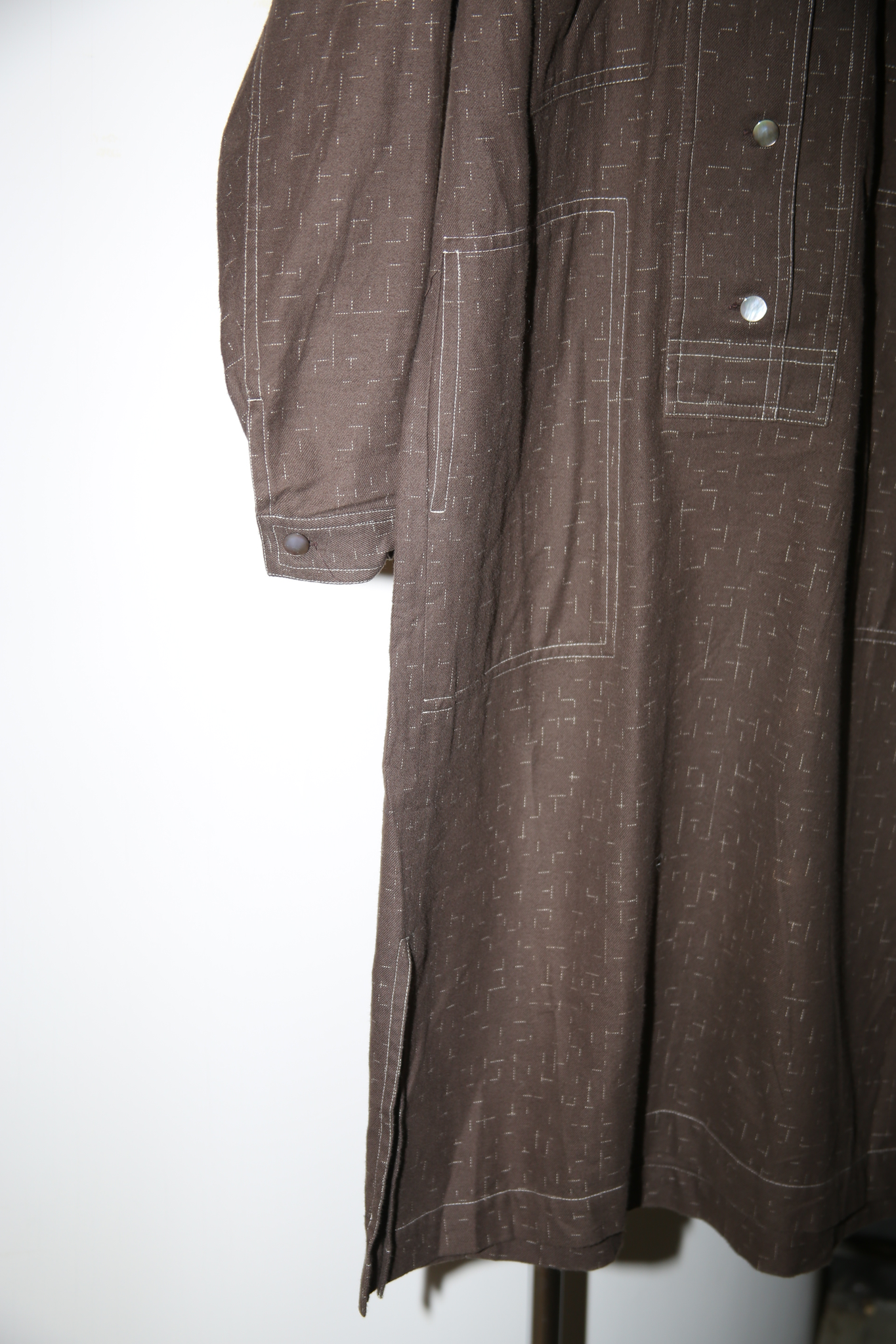 1970 ISSEY MIYAKE / FLANNEL SHIRT DRESS WITH KASURI