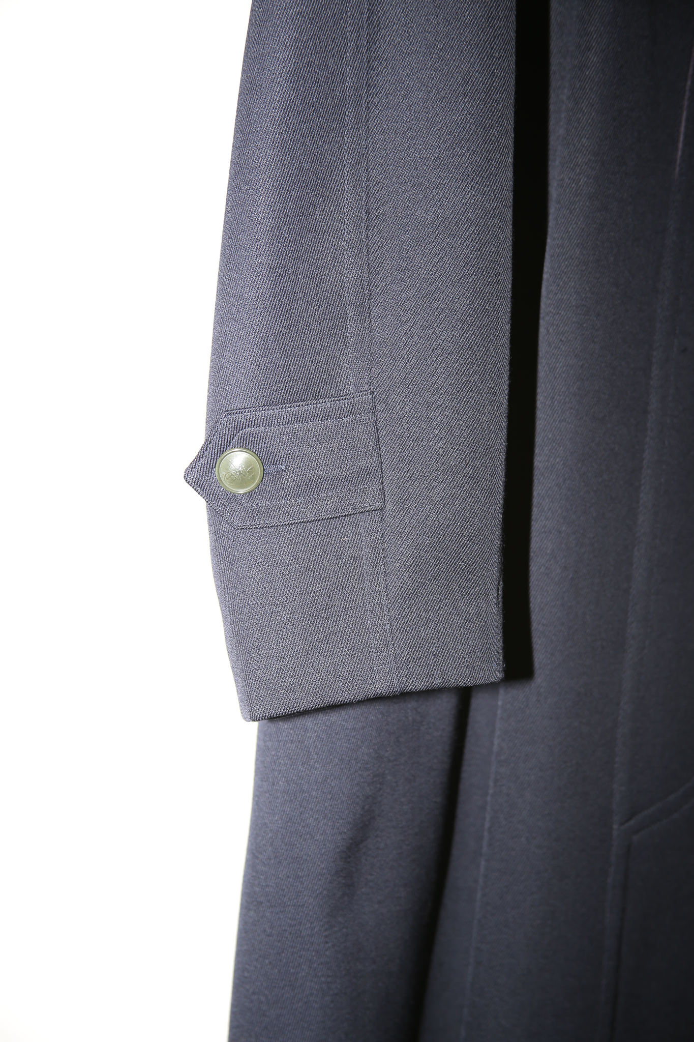 1970 HERMES / WOOL KARSEY BALMACAAN LONG COAT IN NAVY