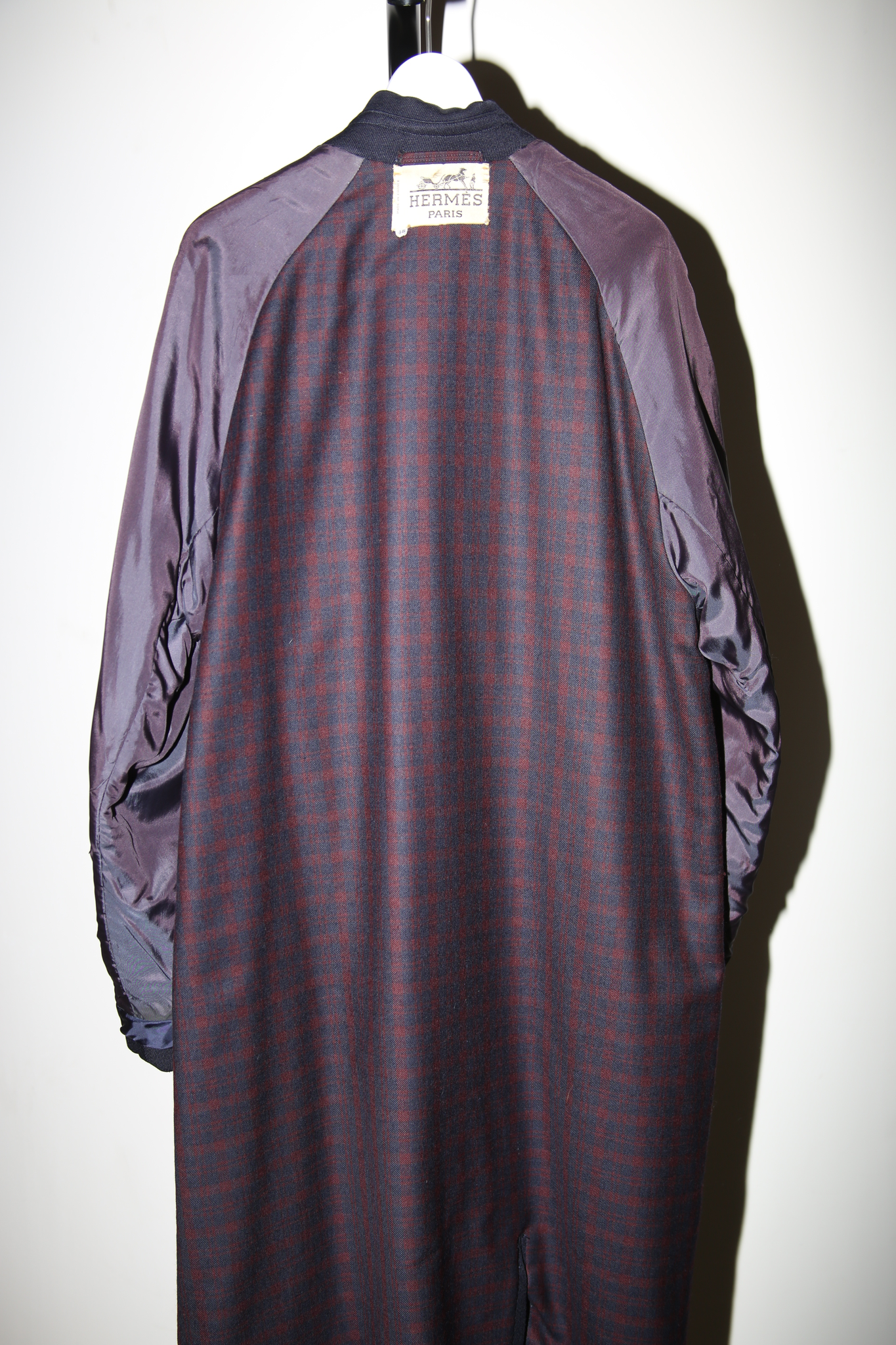 1970 HERMES / WOOL KARSEY BALMACAAN LONG COAT IN NAVY