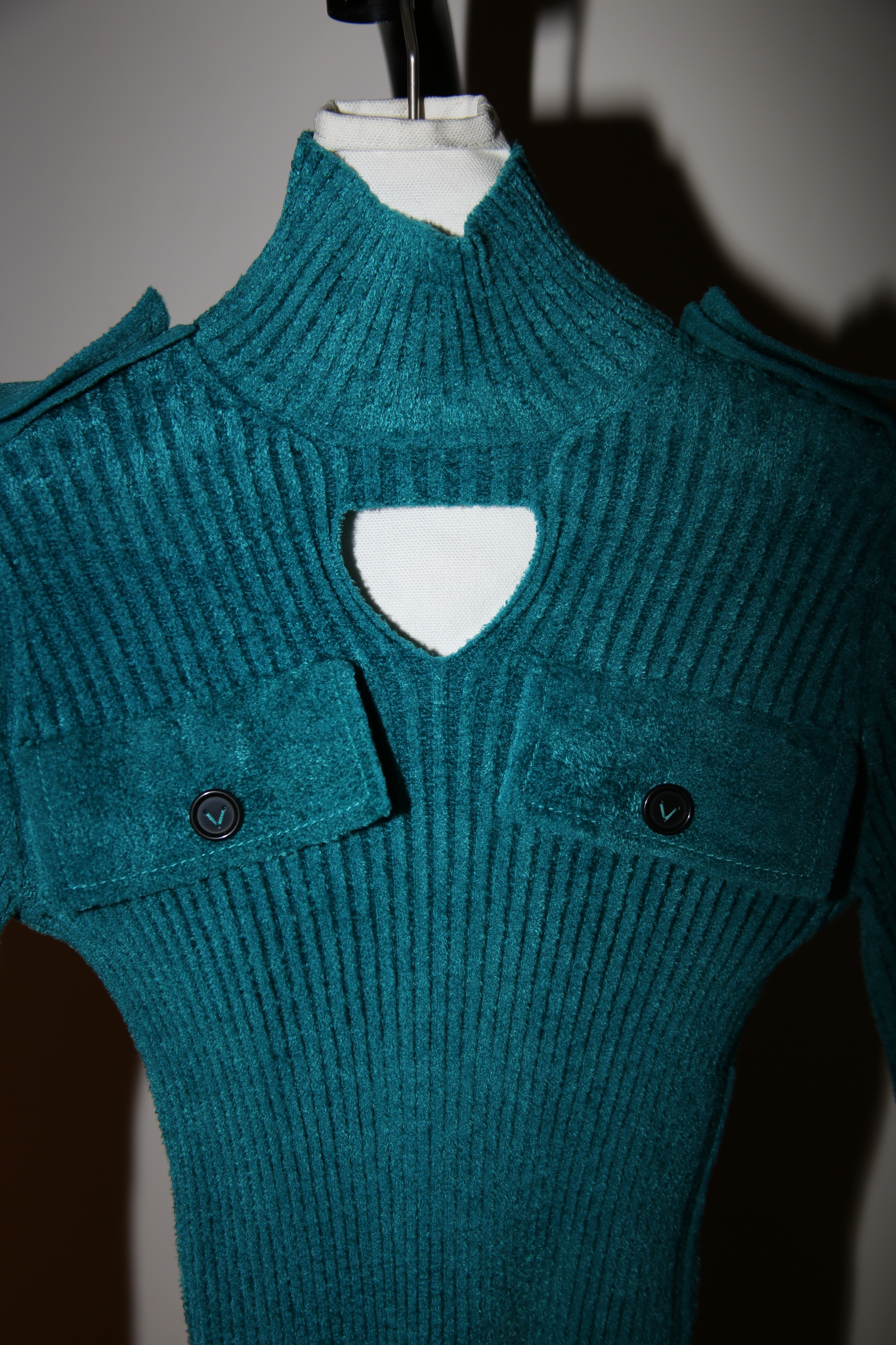 BOTTEGA VENETA / VELOUR RIB KNIT TOP IN TEAL