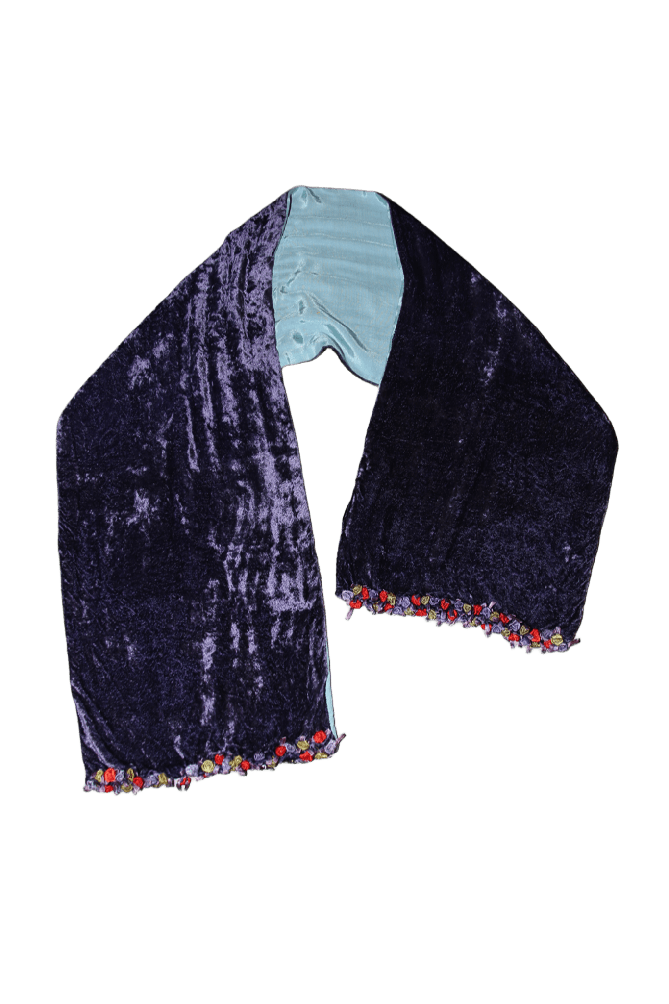 1990 ROMEO GIGLI / CLASH VELVET SCARF IN PURPLE